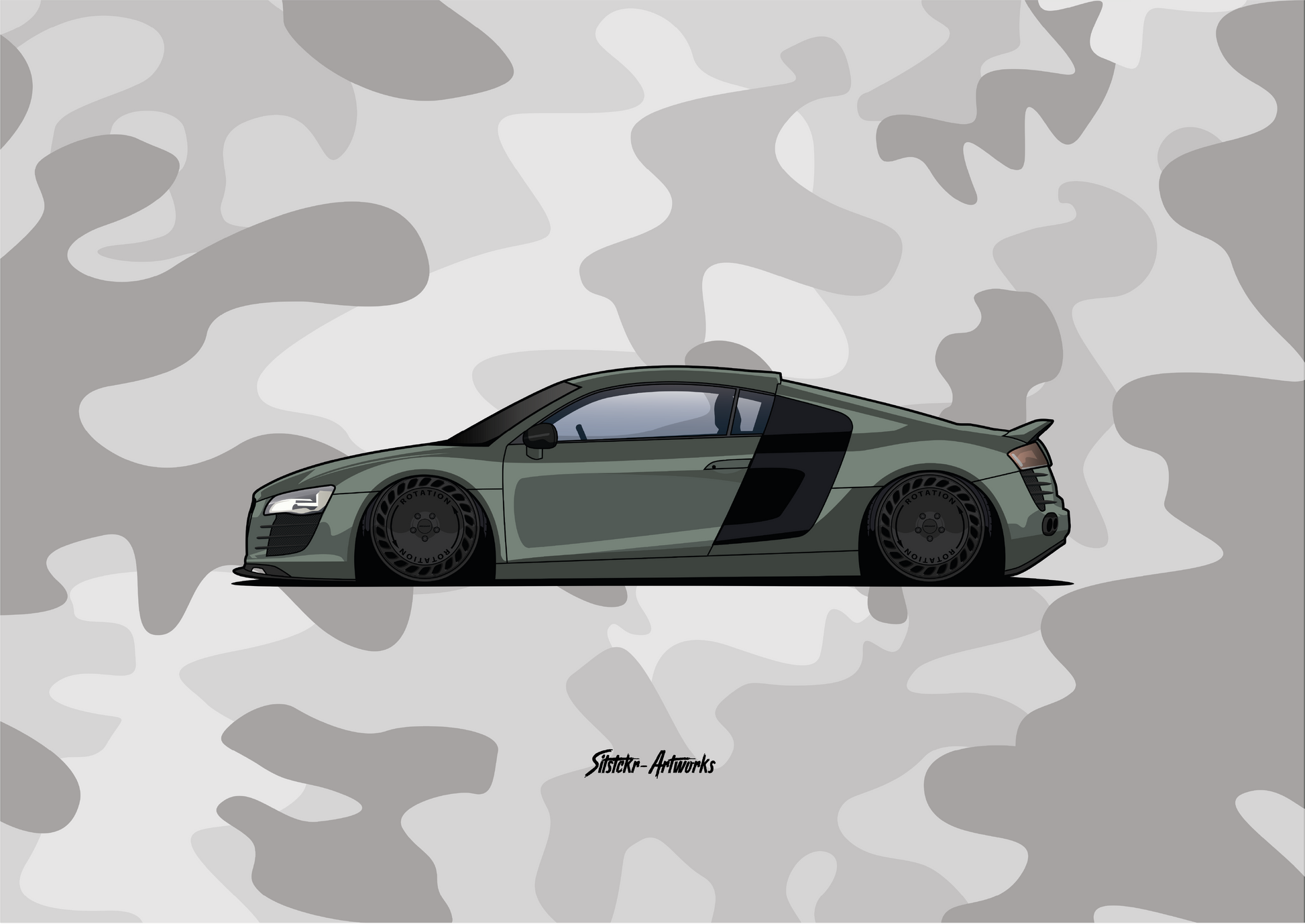 Audi R8 – Camo Edition / Poster Wall Street Art Wanddeko