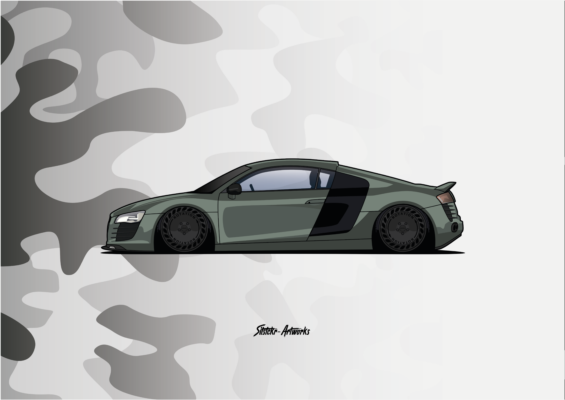 Audi R8 – Camo Edition / Poster Wall Street Art Wanddeko