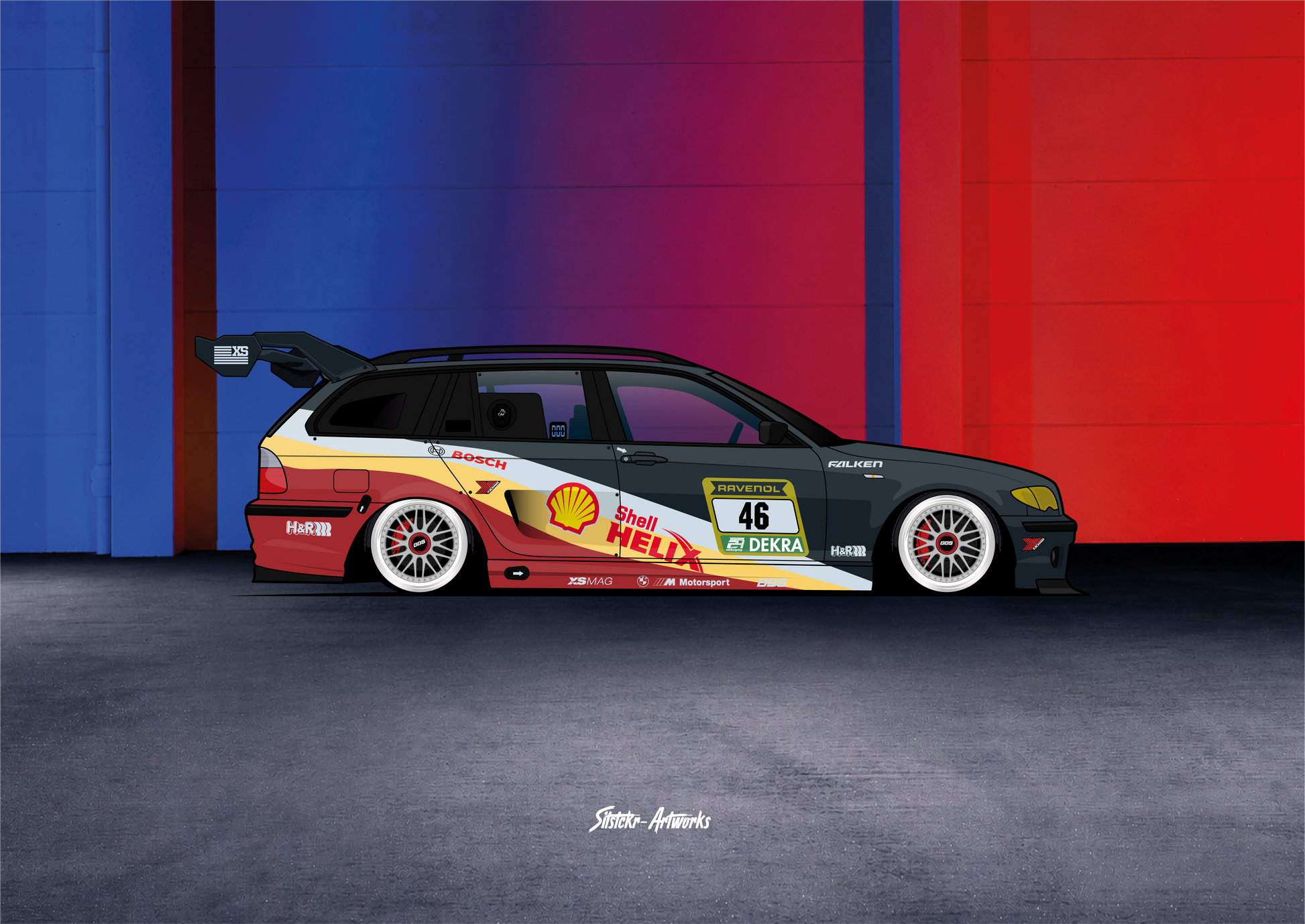 BMW E46 Touring 24h / Poster Wall Street Art Wanddeko Carart