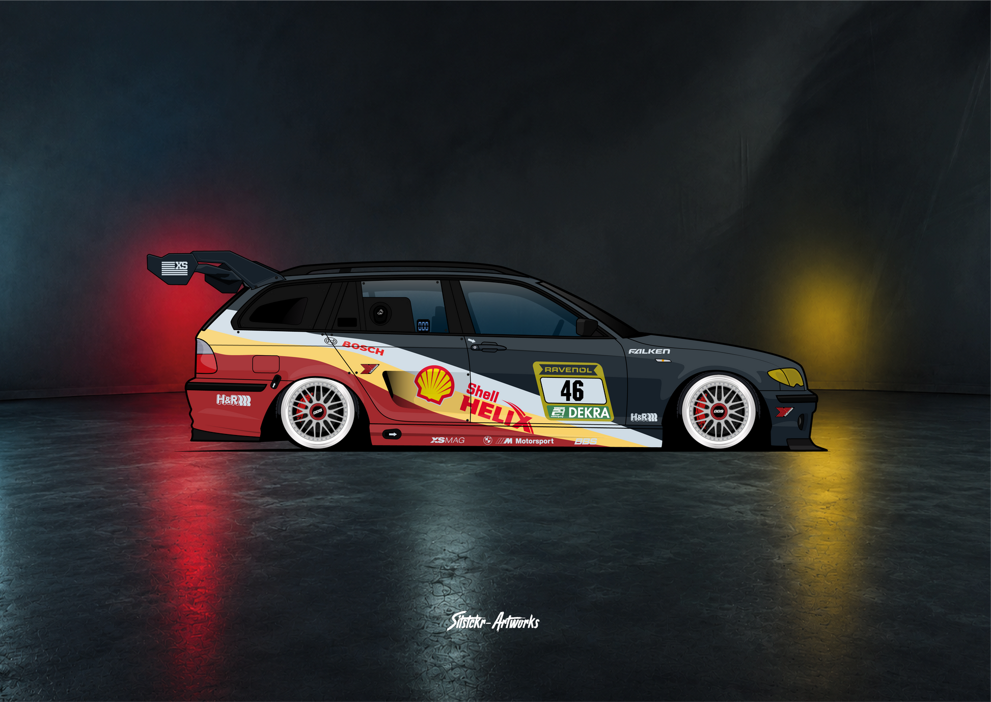 BMW E46 Touring 24h / Poster Wall Street Art Wanddeko Carart