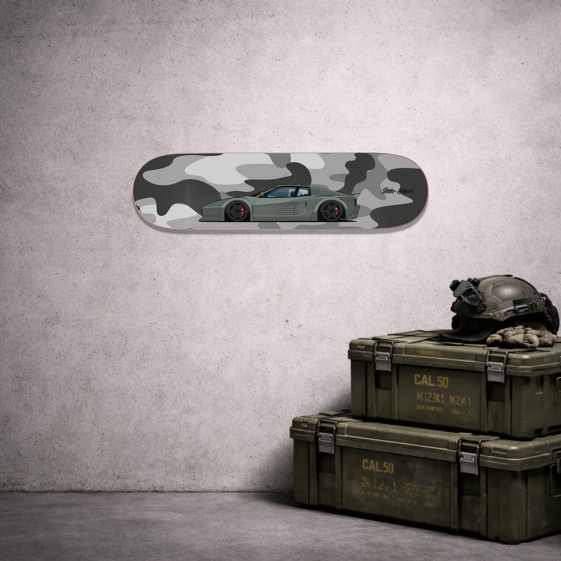 Ferrari Testarossa LB Urban / Skateboard Deck Street Art Wanddeko