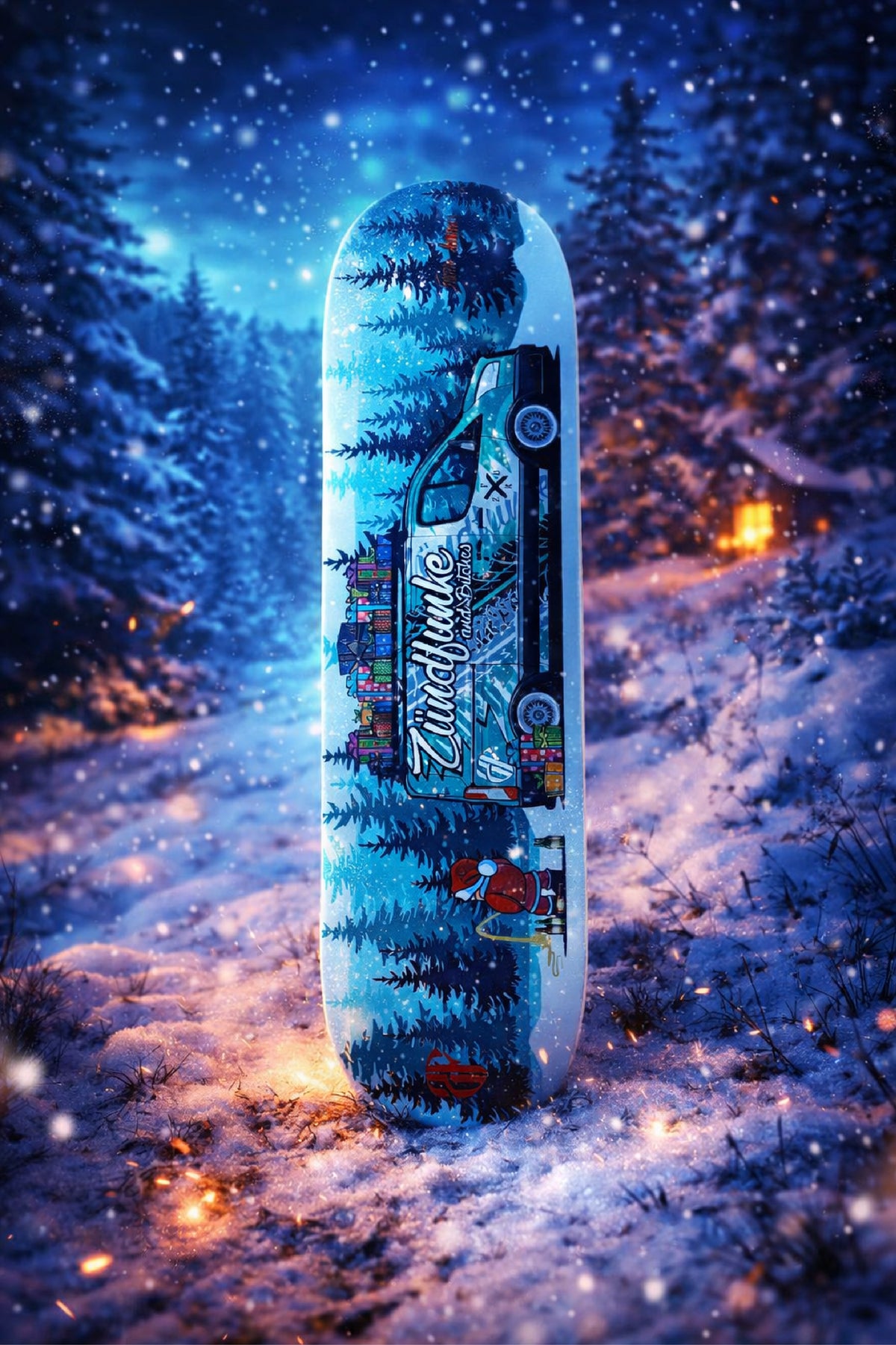 Ford Transit ZF Weihnachtsedition / Zündfunke Skateboard Deck Street Art Wanddeko