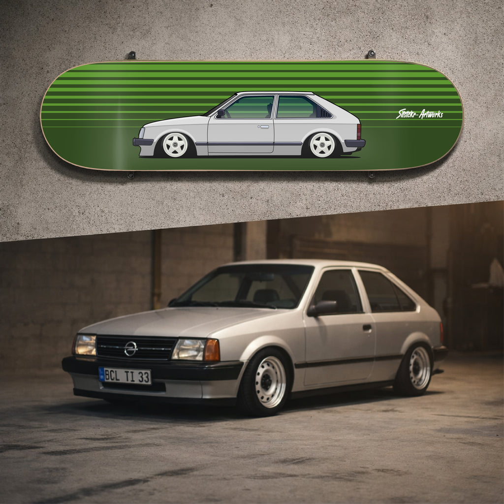 Opel Kadett D , der Underdog / Skateboard Deck Street Art Wanddeko