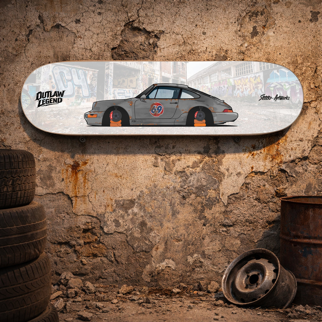 Porsche 911 Outlaw Legend / Skateboard Deck Street Art Wanddeko