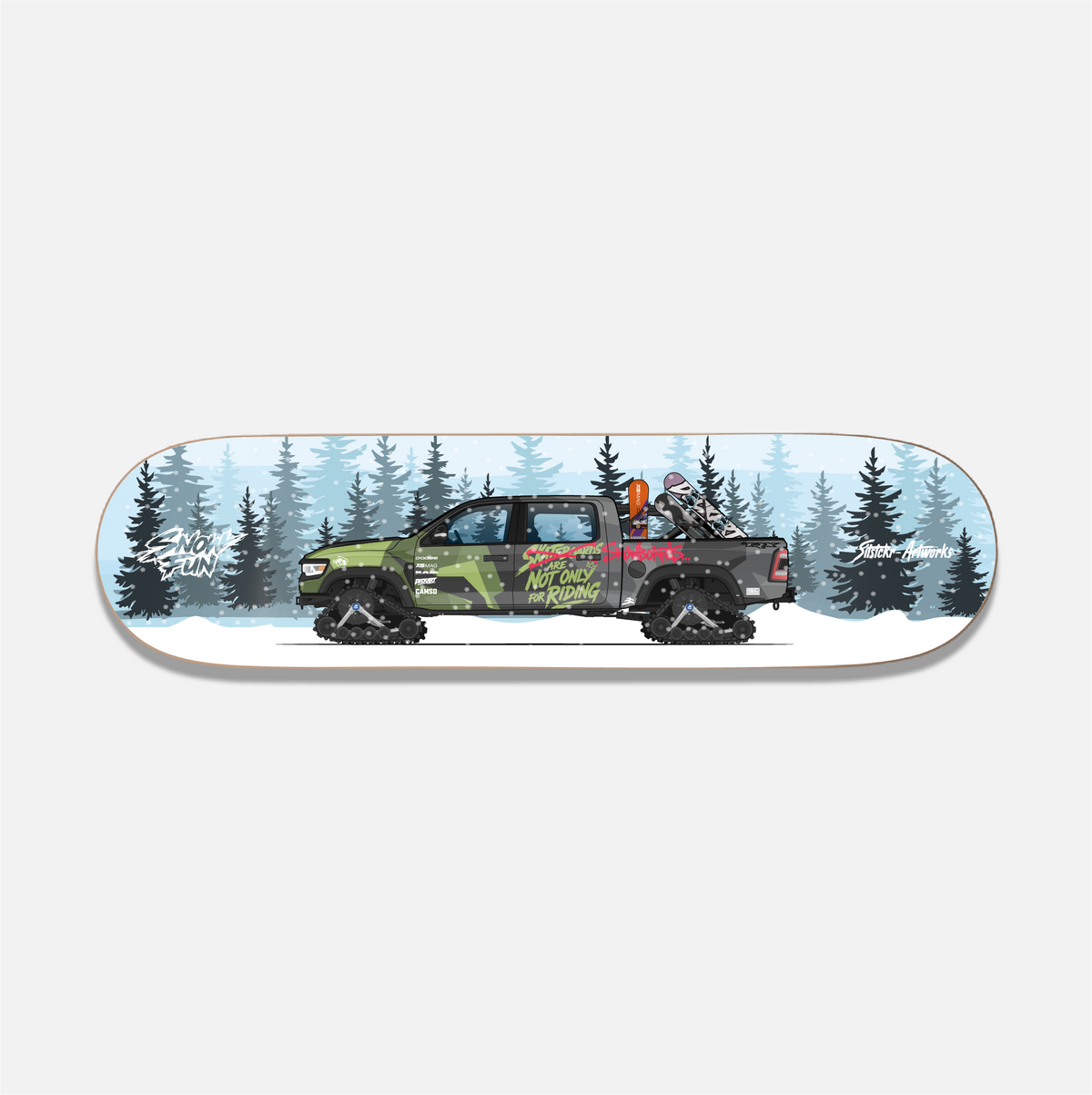 Dodge Ram Snow Fun / Skateboard Street Art Wanddeko