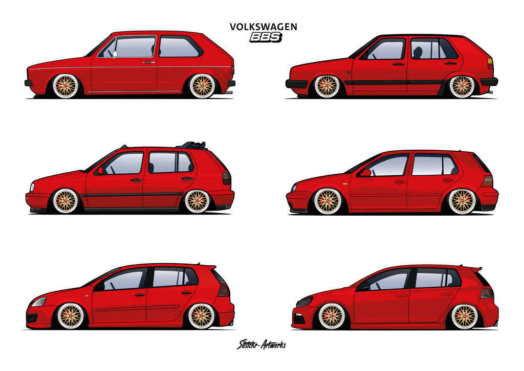 VW Golf Evolution BBS Edition / Poster Wall Street Art Wanddeko Carart