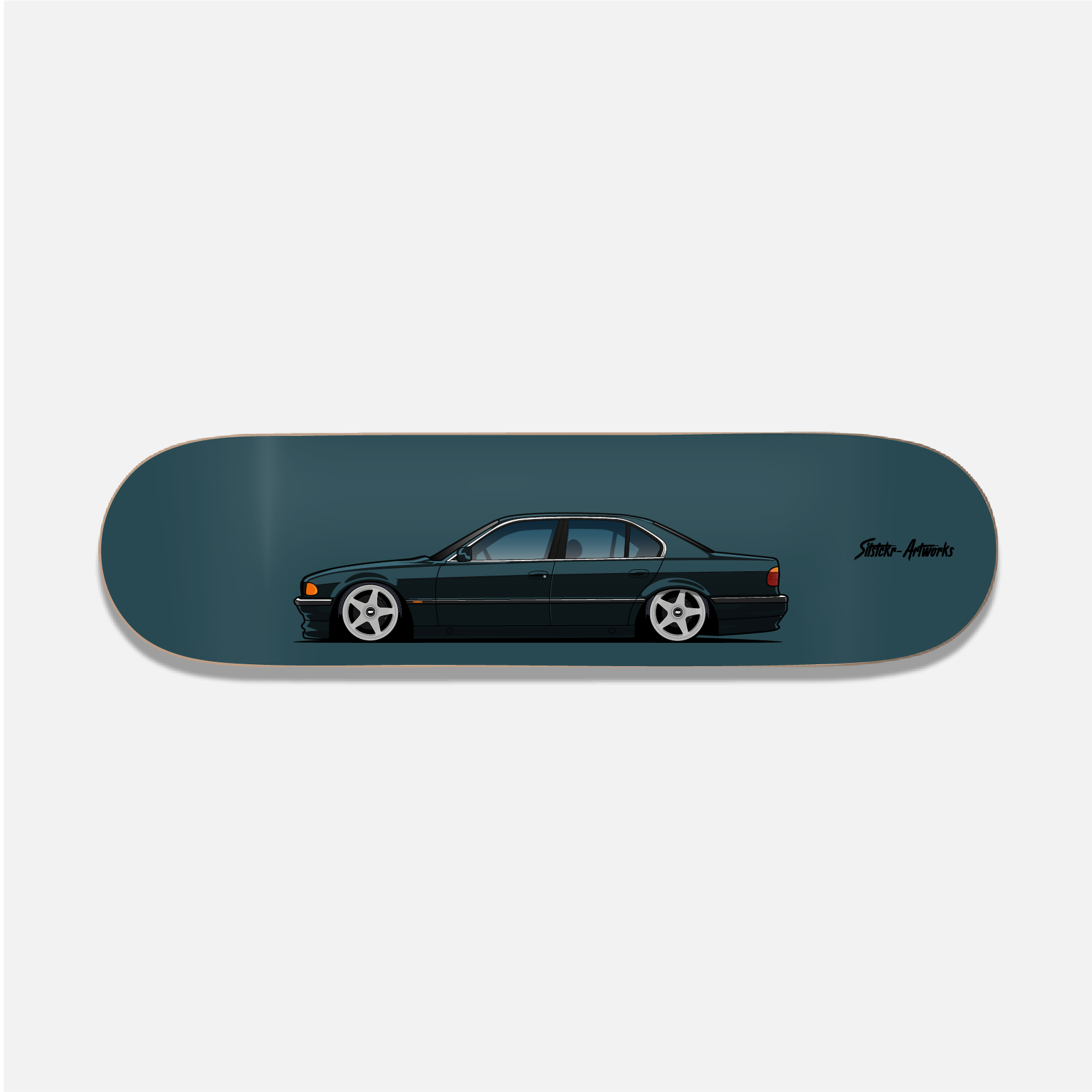 BMW e38 740i / Skateboard Deck Street Art Wanddeko