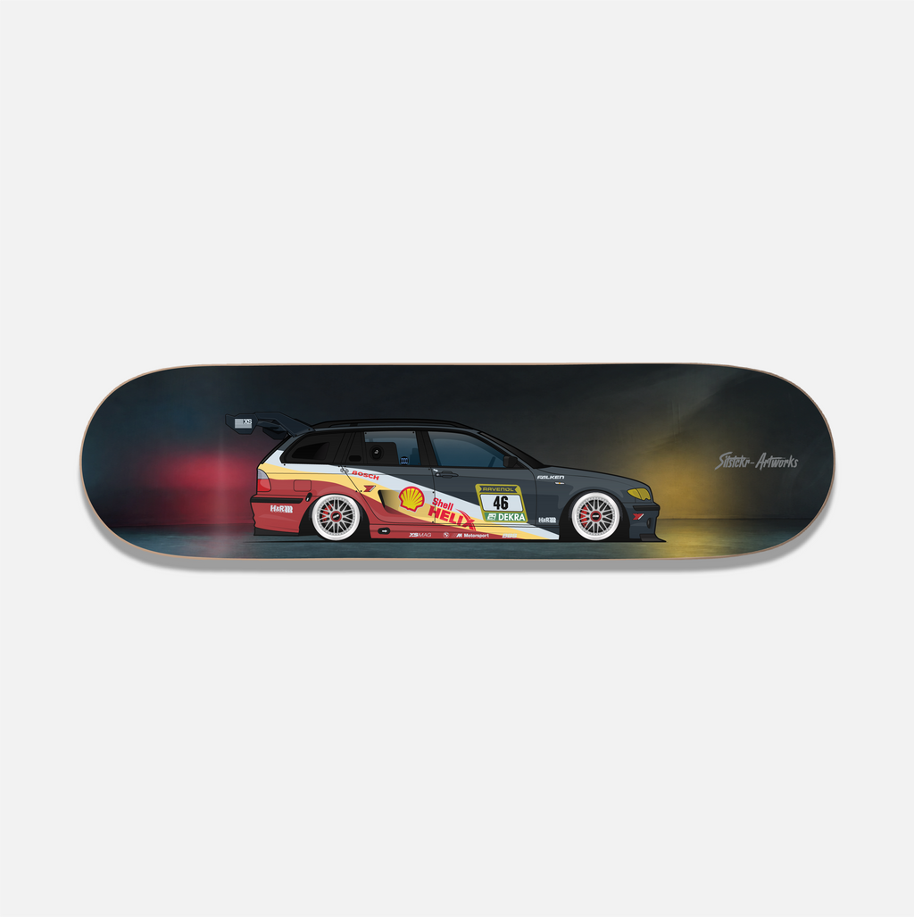 BMW e46 Rennsportikone / Skateboard Deck Street Art Wanddeko