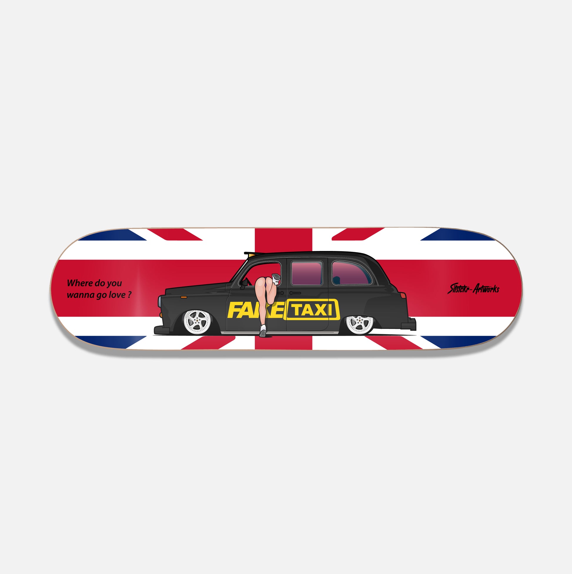 Austin FX4 Fake Taxi / Skateboard Deck Street Art Wanddeko