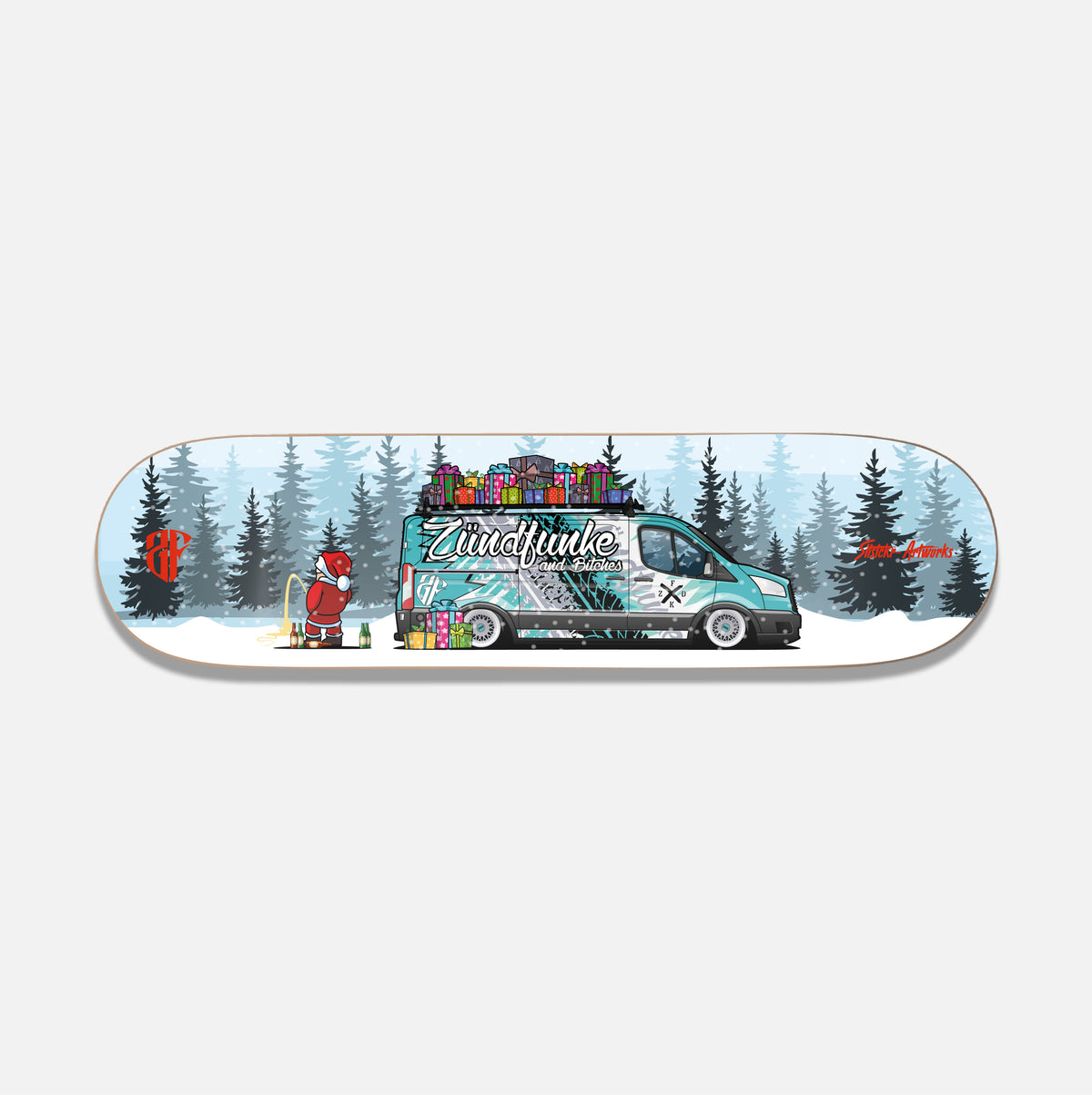 Ford Transit ZF Weihnachtsedition / Zündfunke Skateboard Deck Street Art Wanddeko