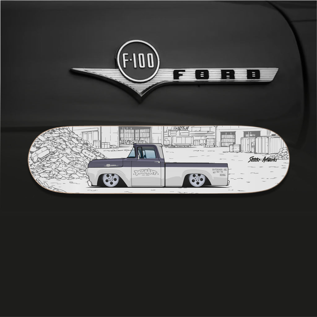 Ford F100 Geboren für Arbeit. Gebaut für Legenden / Skateboard Deck Street Art Wanddeko