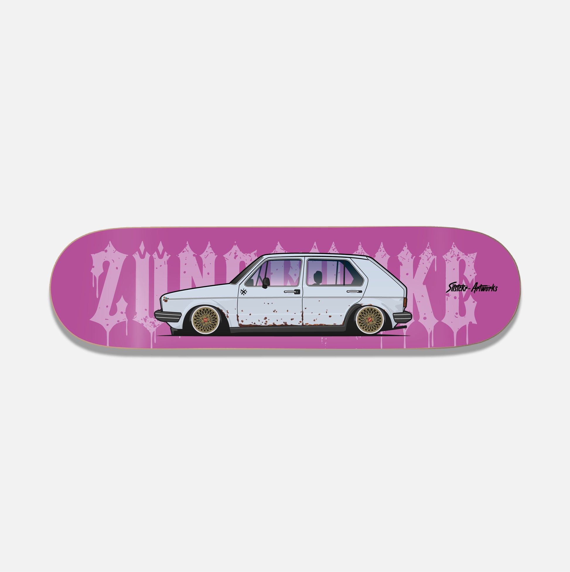 VW Golf 1 Zündfunke / ZF Skateboard Deck Street Art Wanddeko