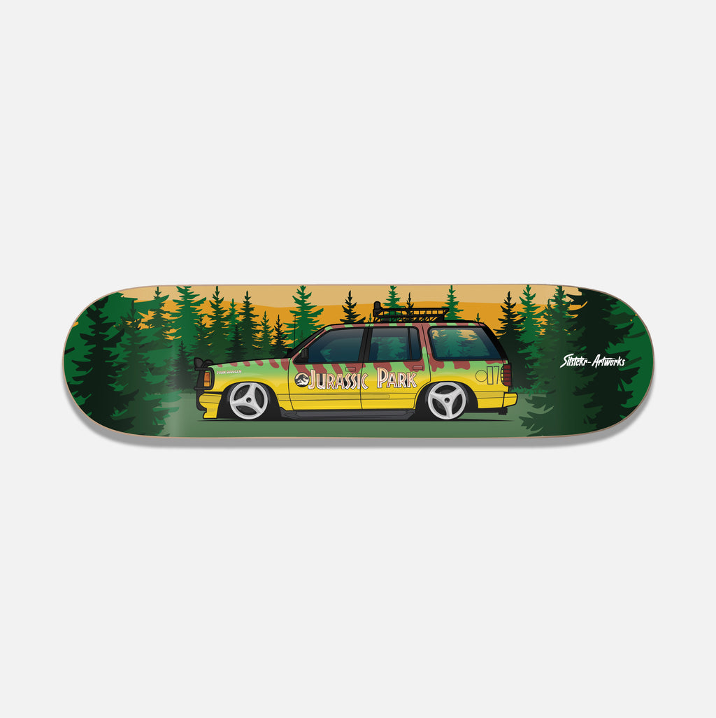 Ford Explorer Jurassic Park / Skateboard Deck Street Art Wanddeko