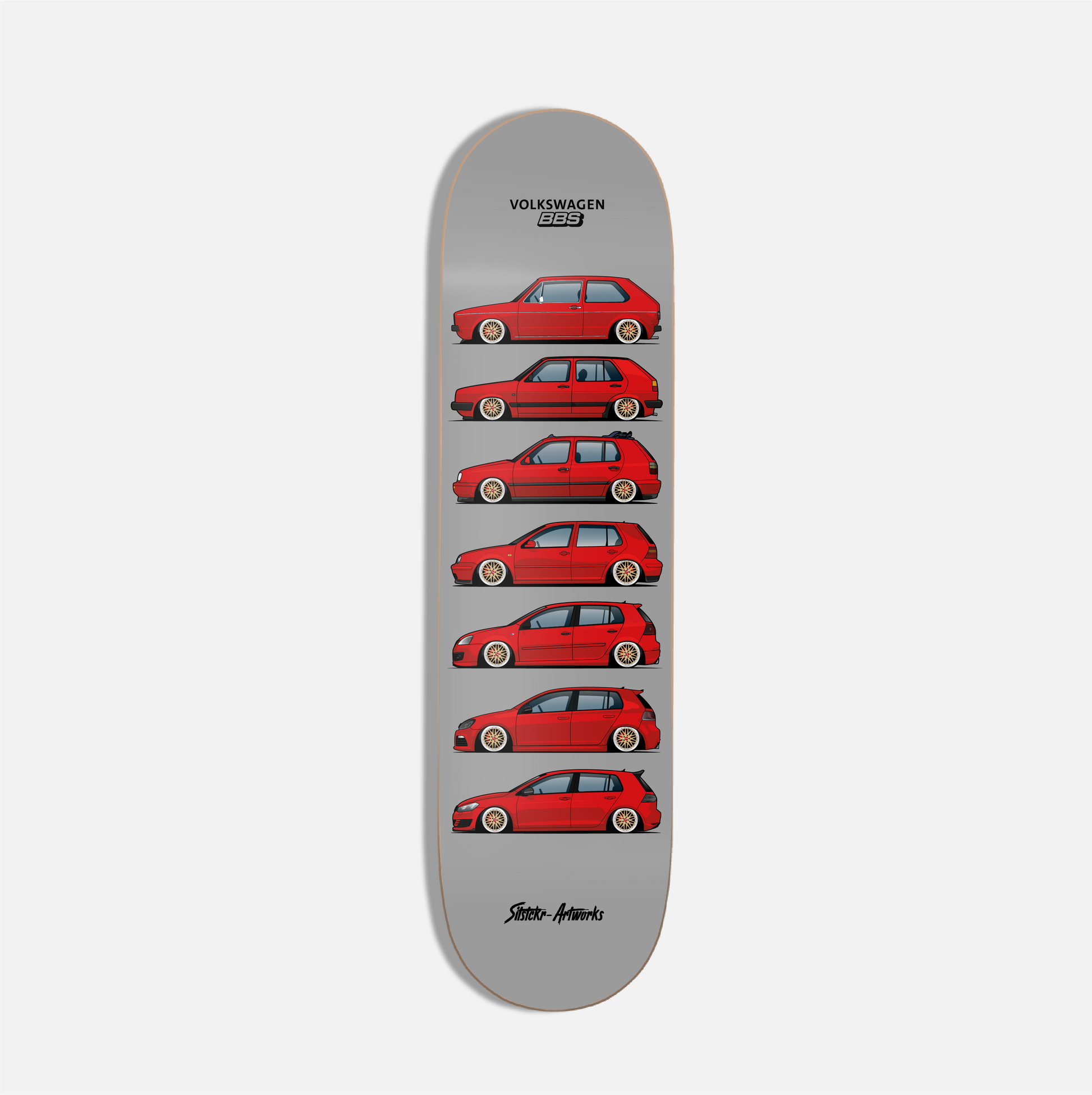 VW Golf Evolution BBS Edition / Skateboard Deck Street Art Wanddeko