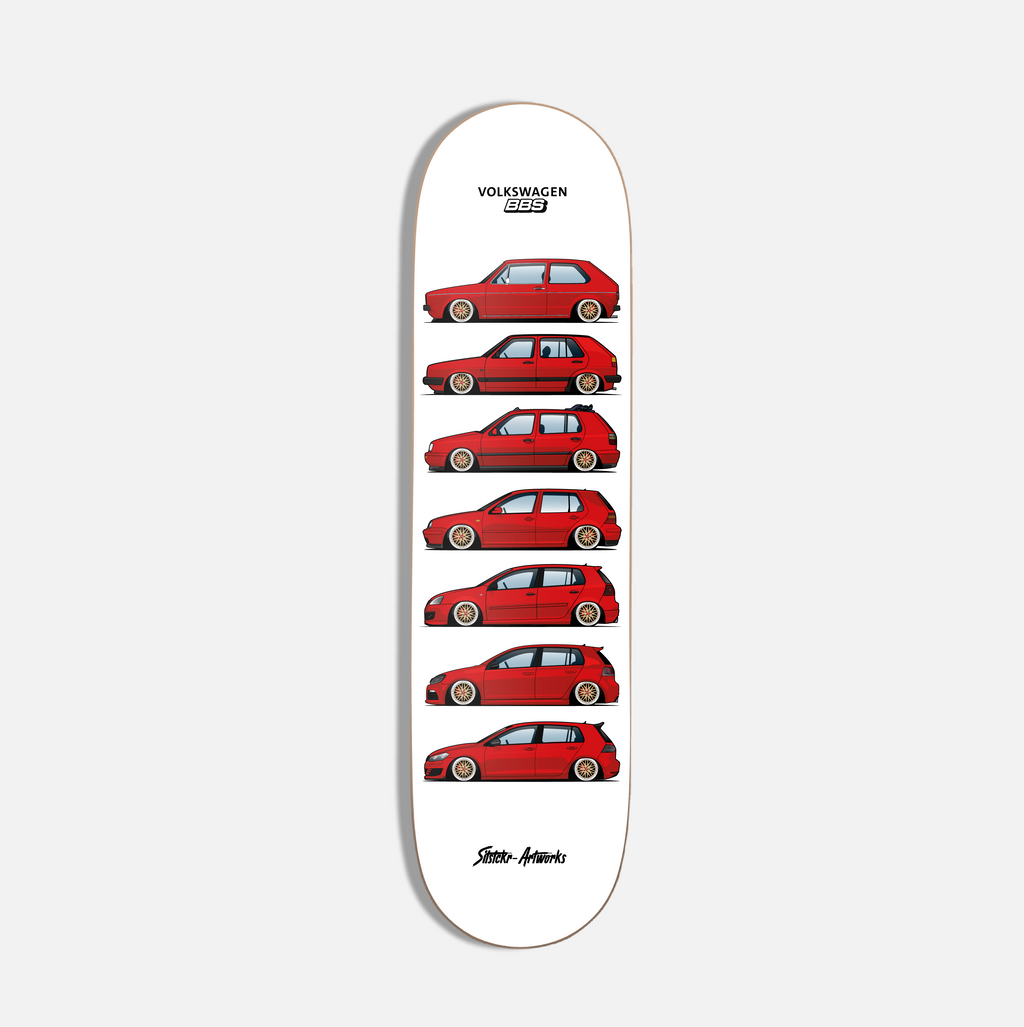 VW Golf Evolution BBS Edition / Skateboard Deck Street Art Wanddeko
