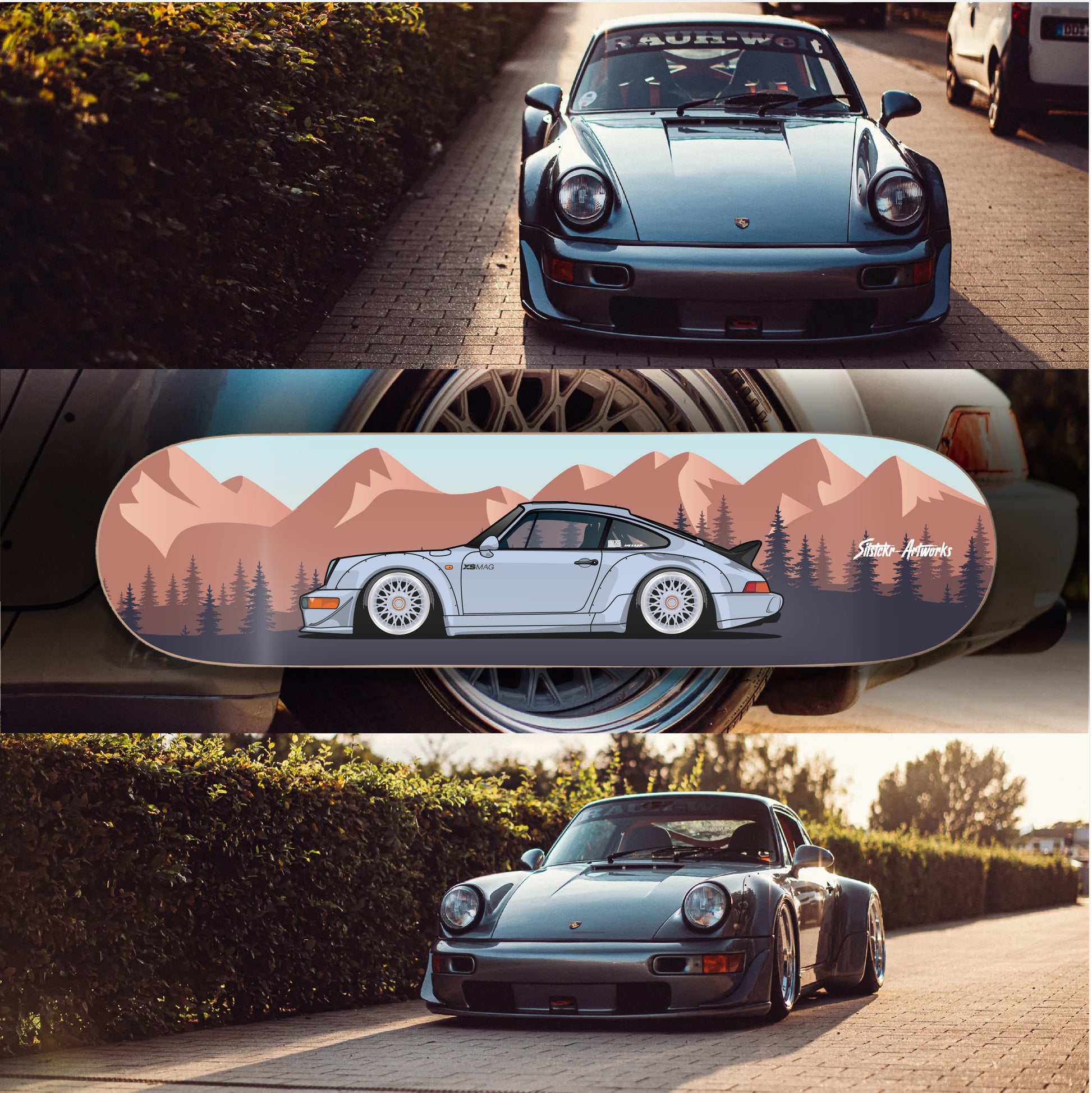 Porsche 911 Artemis in the Wild ! / Skateboard Deck Street Art Wanddeko