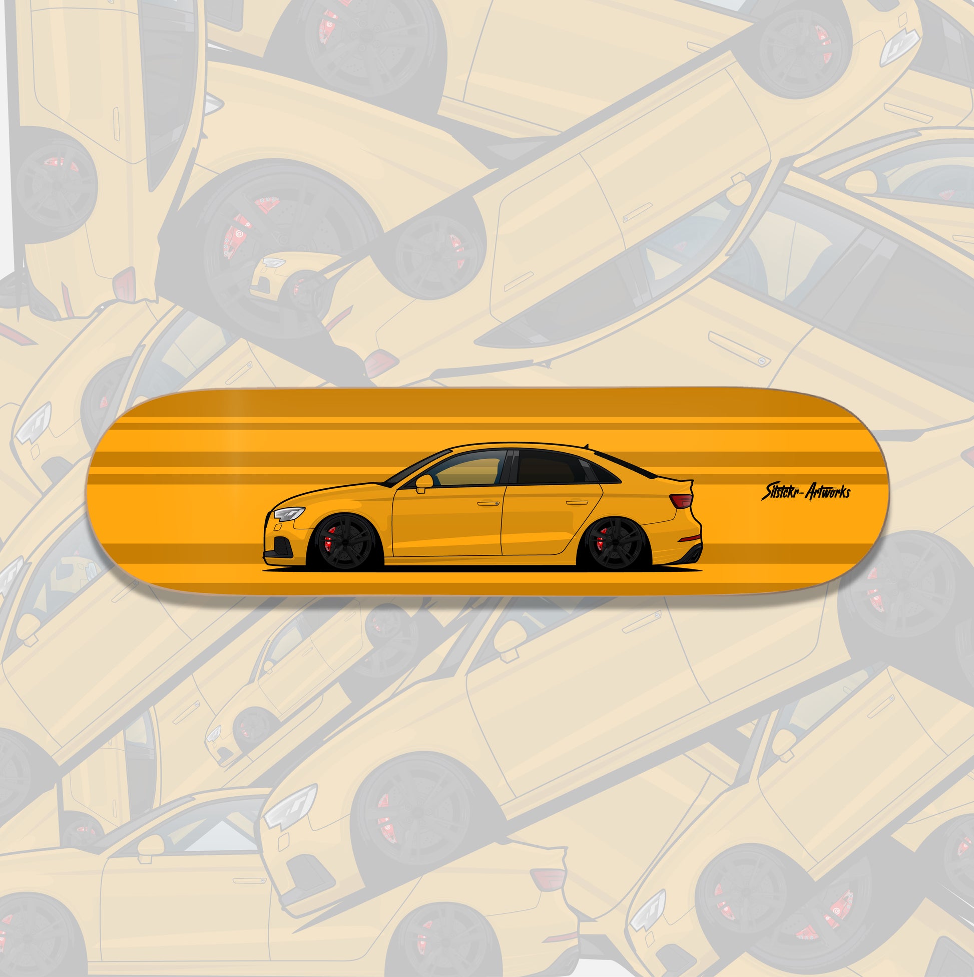 Audi RS3 Limousine / Skateboard Deck Wanddeko Street Art