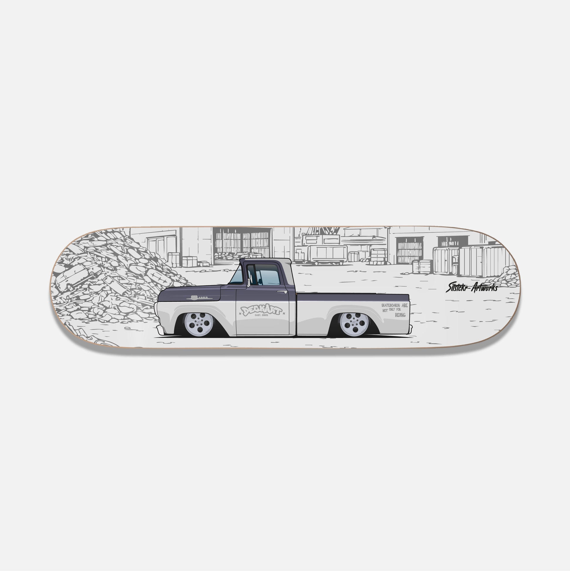 Ford F100 Geboren für Arbeit. Gebaut für Legenden / Skateboard Deck Street Art Wanddeko