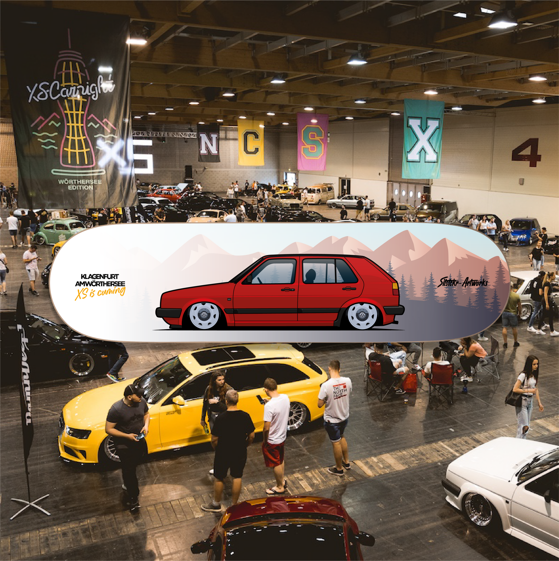 VW Golf 2 Wörthersee Edition / Skateboard Deck Street Art Wanddeko