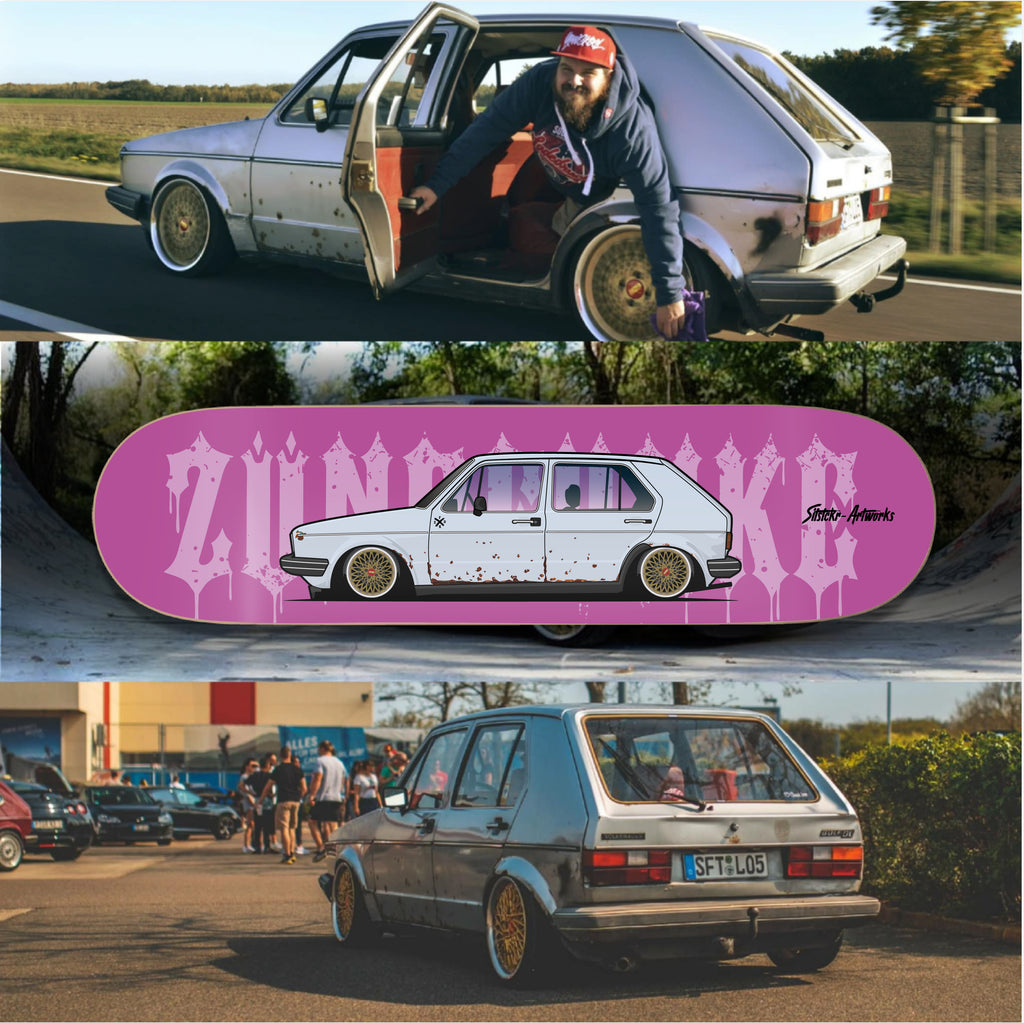 VW Golf 1 Zündfunke / ZF Skateboard Deck Street Art Wanddeko
