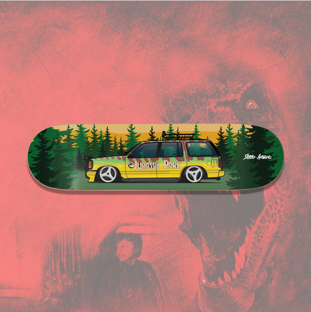 Ford Explorer Jurassic Park / Skateboard Deck Street Art Wanddeko