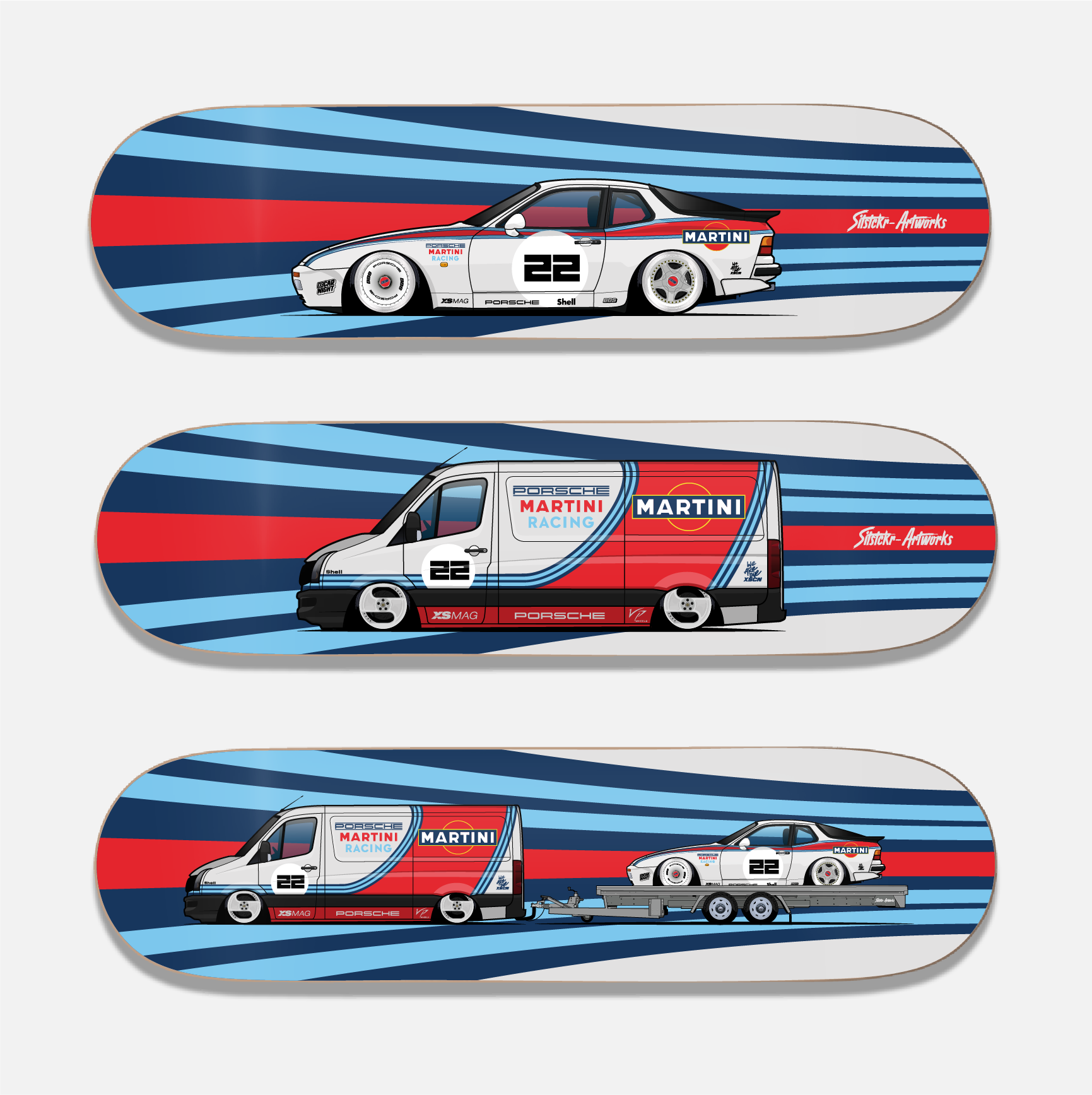 Martini Bundle — Drei Decks. Eine Story /  Skateboard Deck Street Art Wanddeko