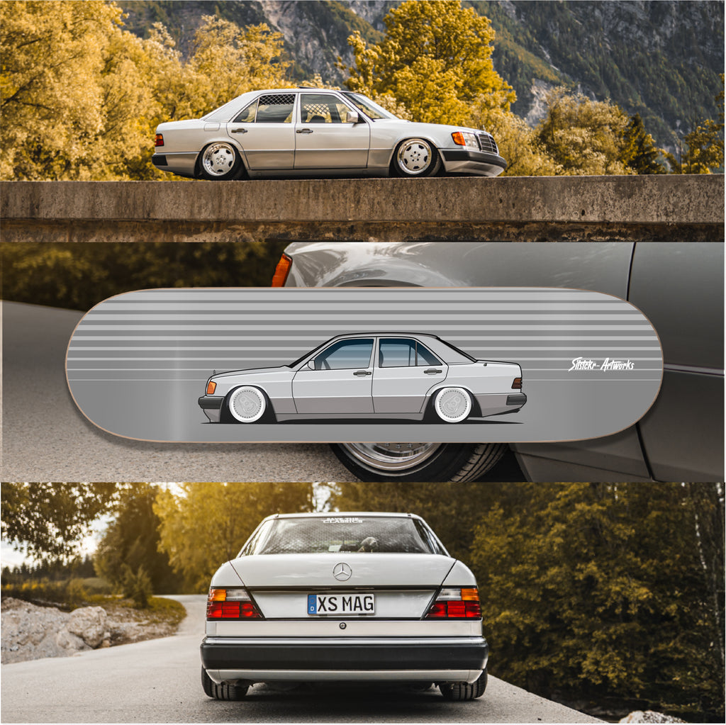 Mercedes Benz w124 Der Benz, der nie alt wird! / Skateboard Deck Street Art Wanddeko