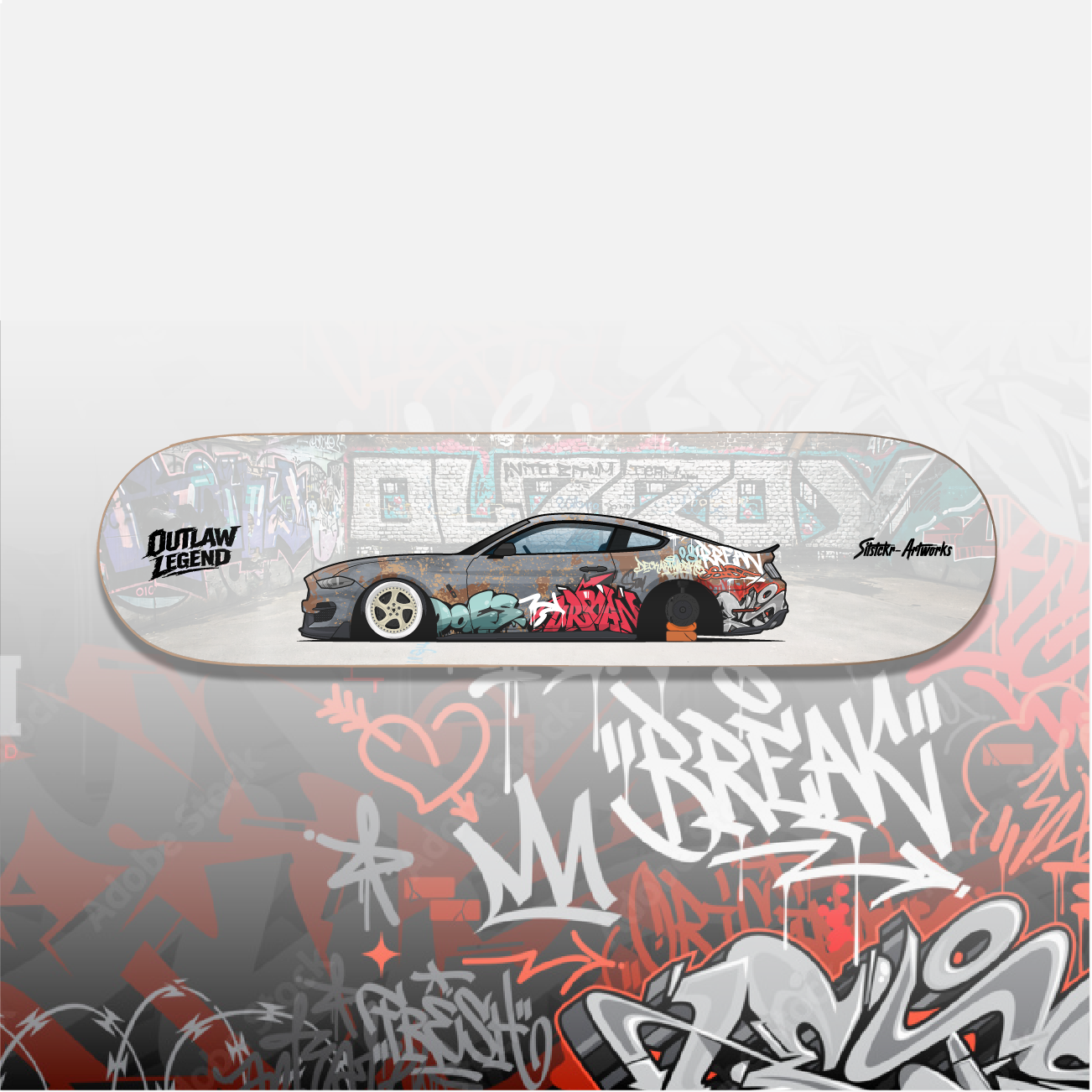 Outlaw Legend Bundle / Skateboard Deck Street Art Wanddeko