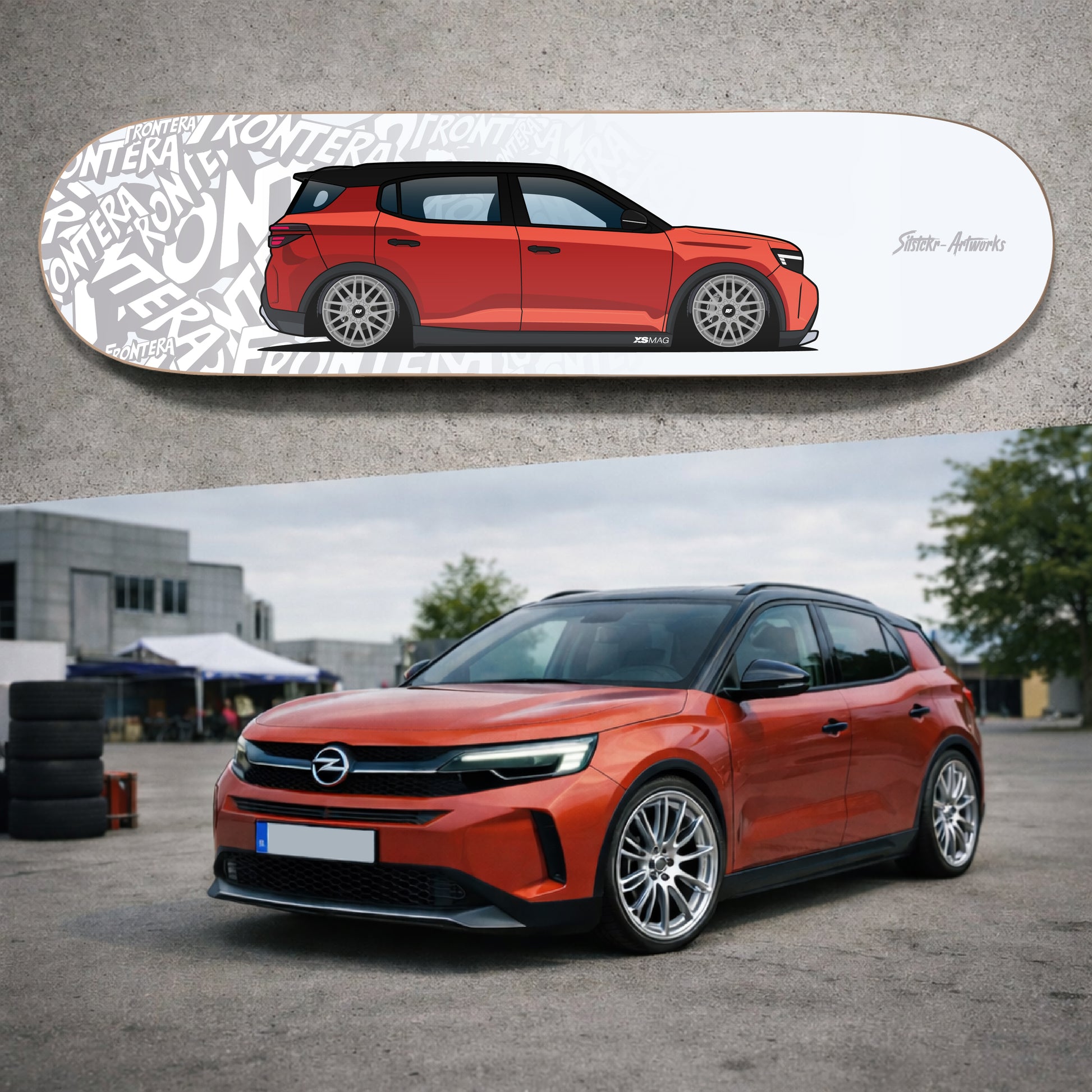Opel Frontera - Alltagsheld / Skateboard Deck Street Art Wanddeko