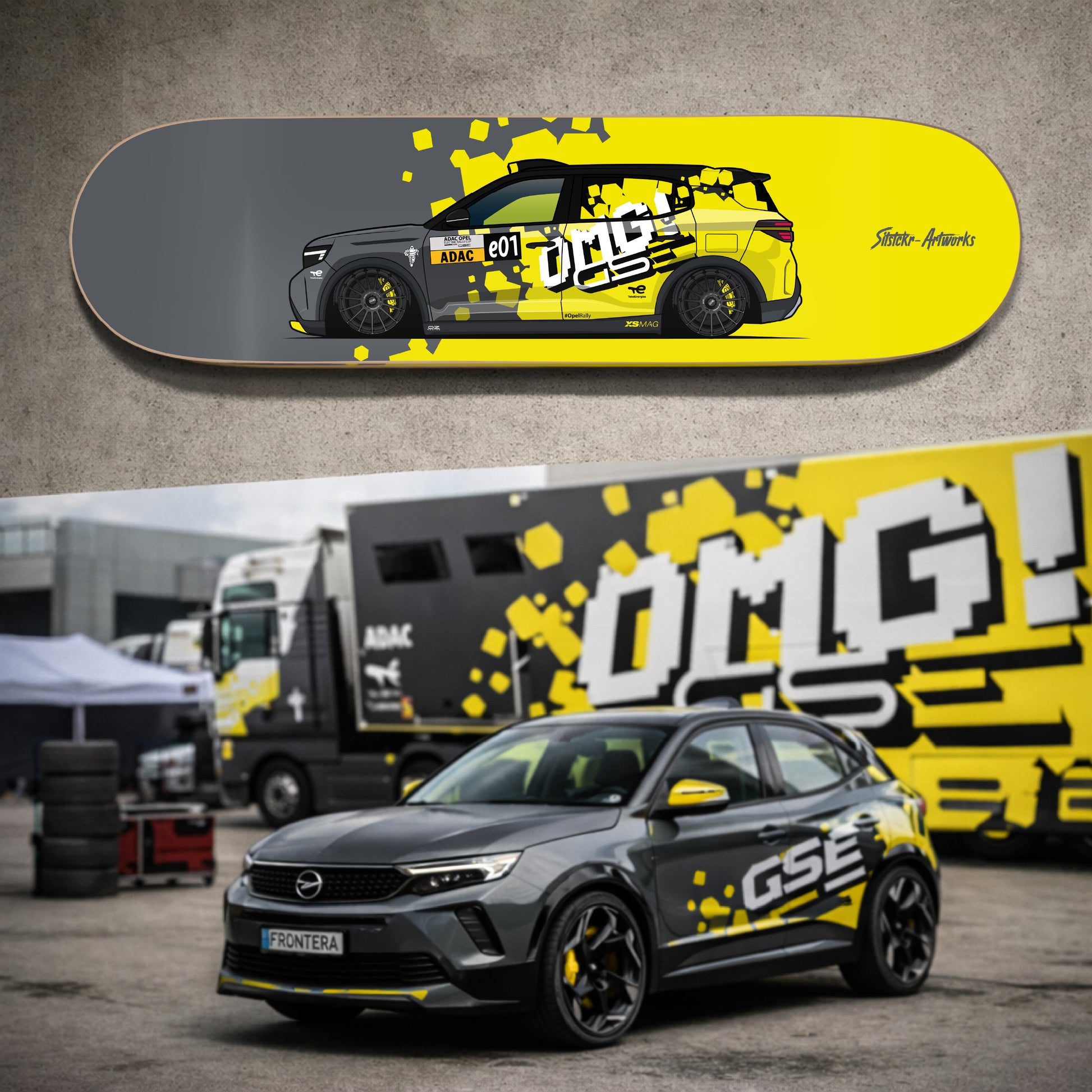 Opel Frontera GSe – Rally Edition / Skateboard Deck Street Art Wanddeko
