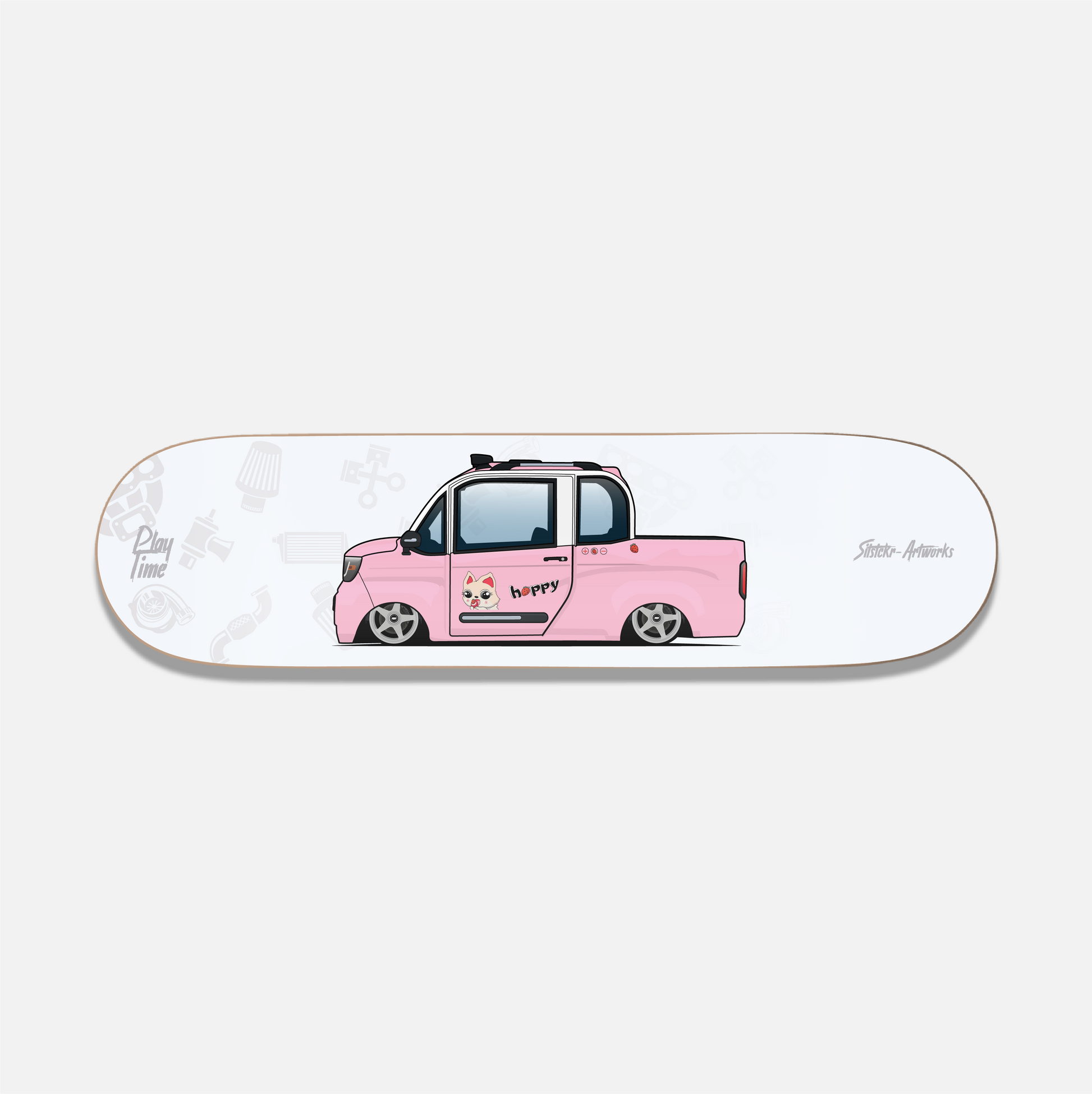 Elektro-Pickup , PlayTime / Skateboard Deck Street Art Wanddeko