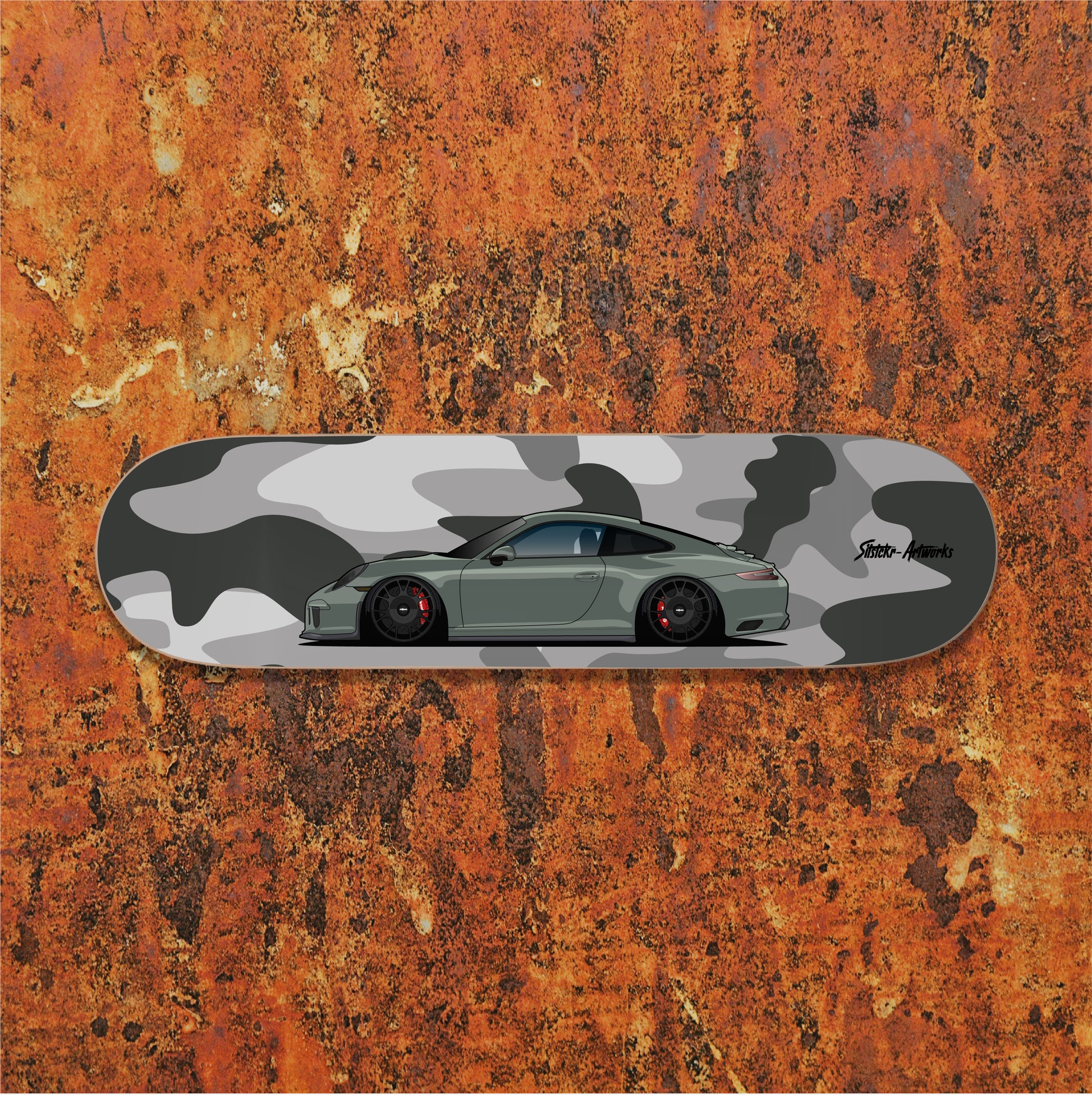 Porsche 991 Urban / Skateboard Deck Street Art Wanddeko