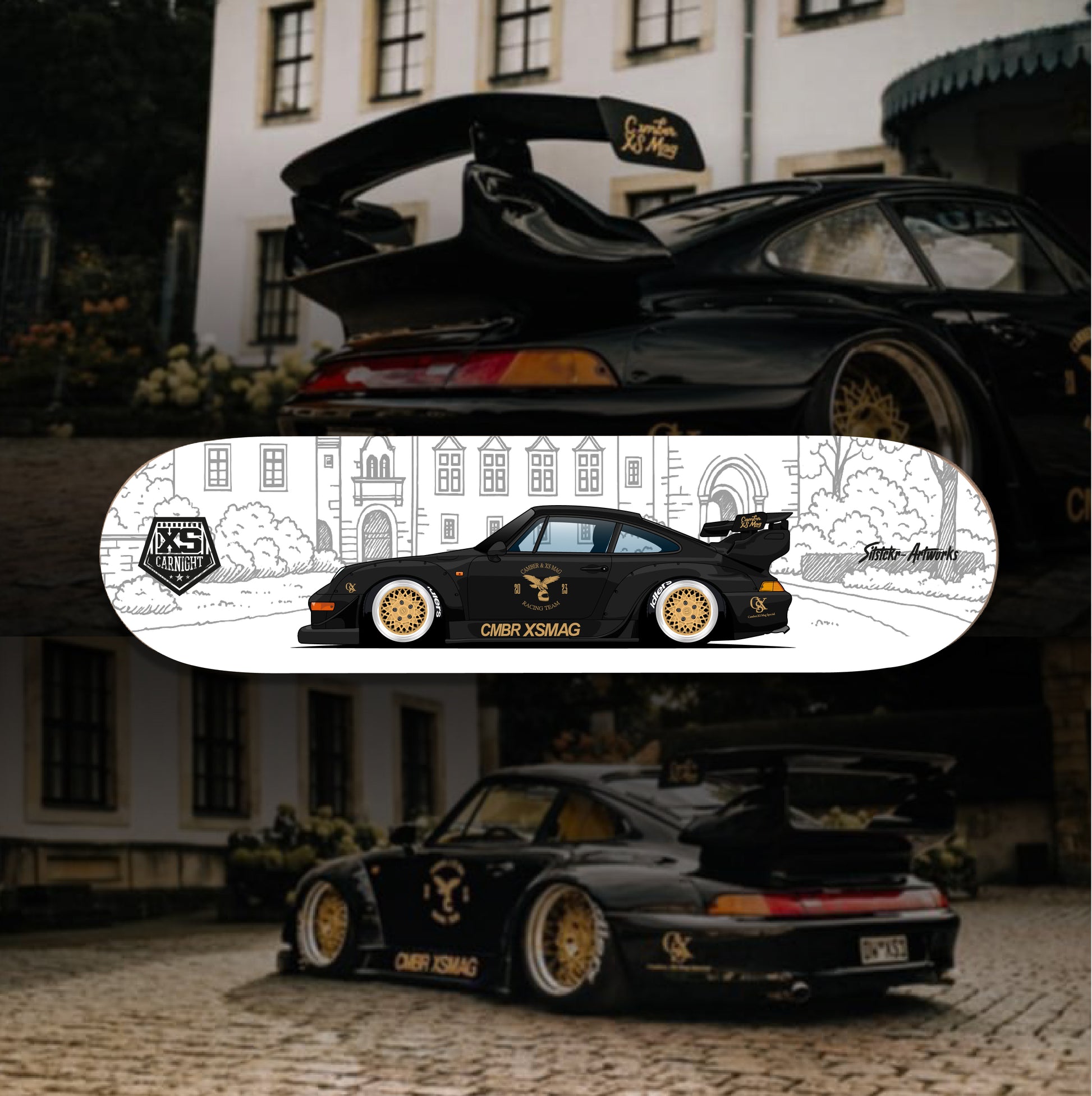 Porsche 993 RWB Collab XS CN / Skateboard Deck Wanddeko Street Art