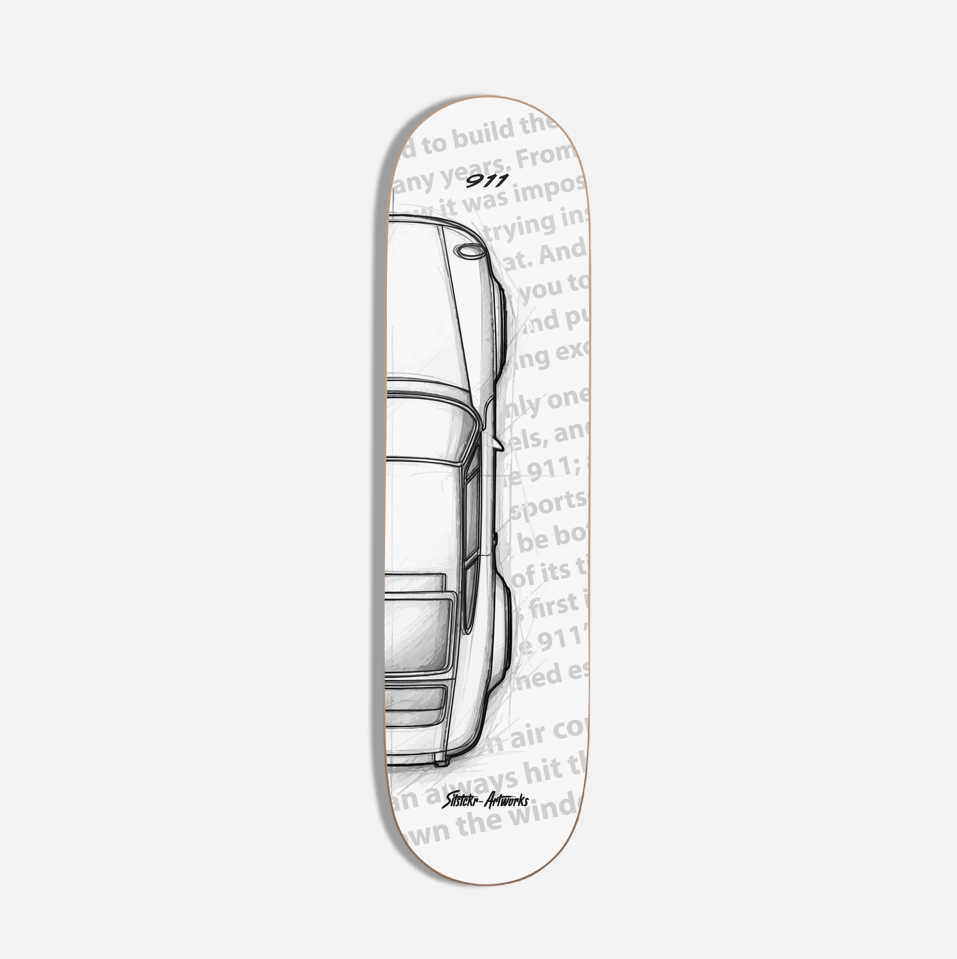 Porsche 911 Turbo Sketch/ Skateboard Deck Street Art Wanddeko