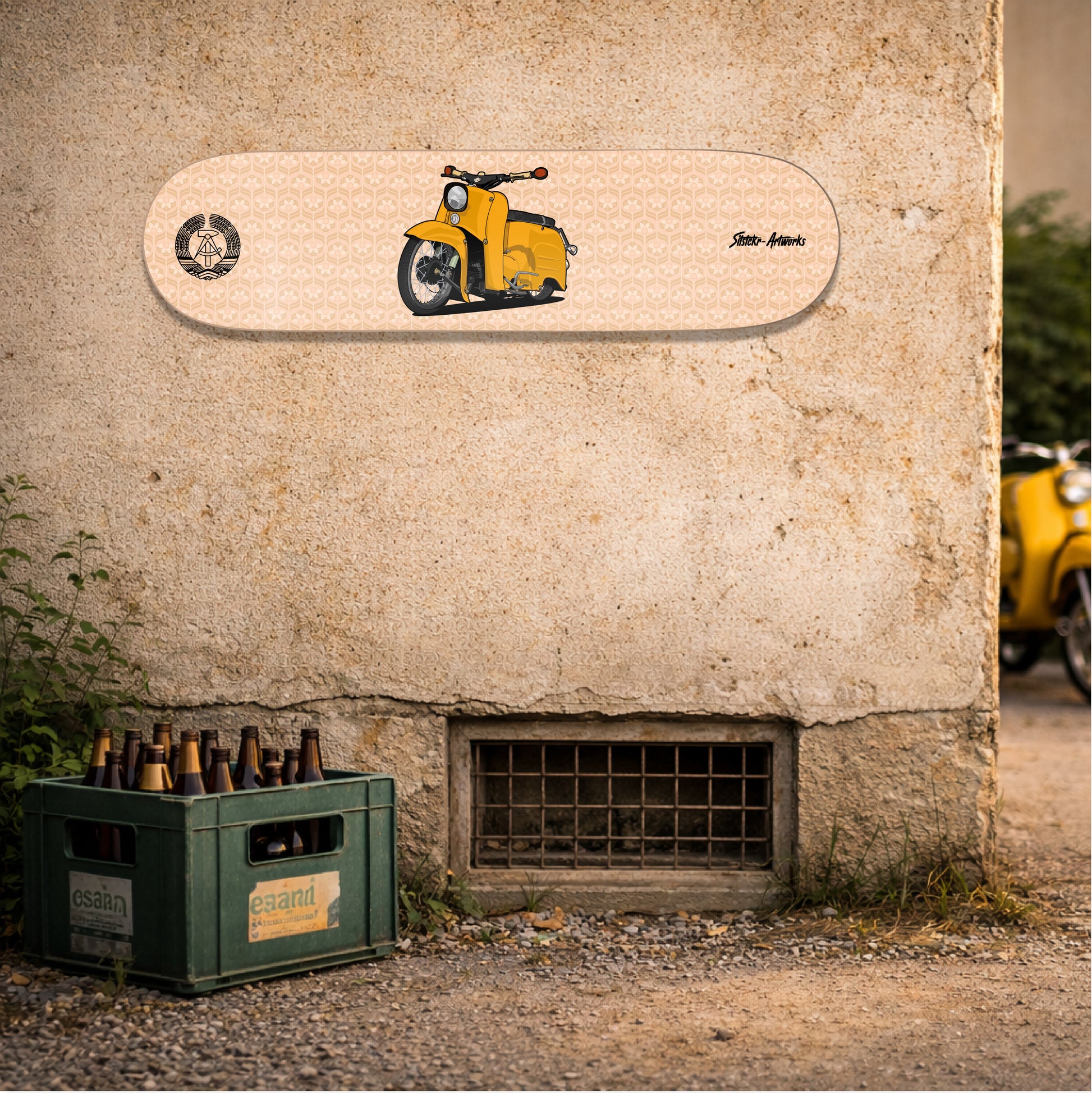 Simson Schwalbe , 2takt Feeling / Skateboard Deck Street Art Wanddeko