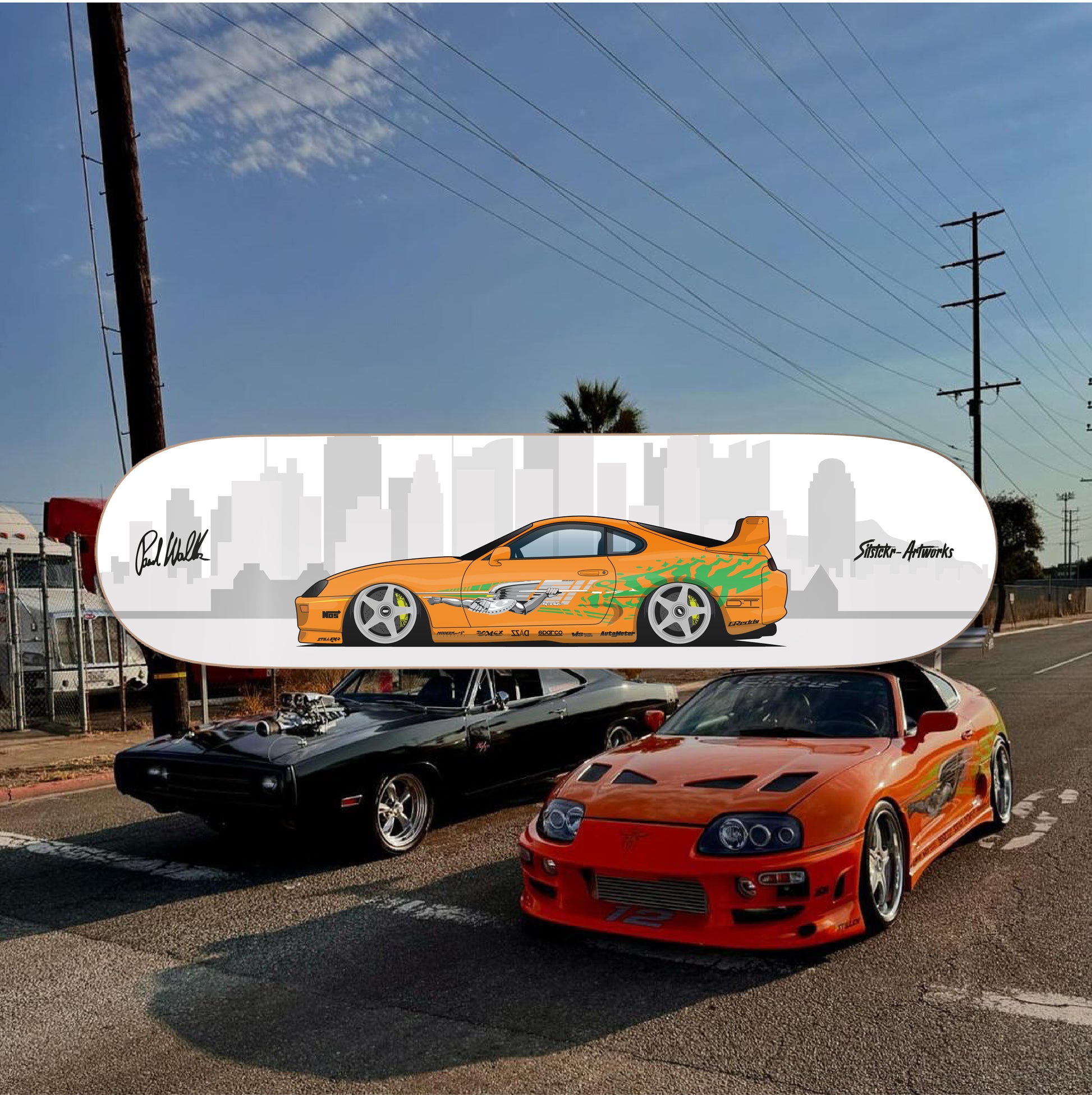Toyota Supra The Legend / Skateboard Deck Street Art Wanddeko