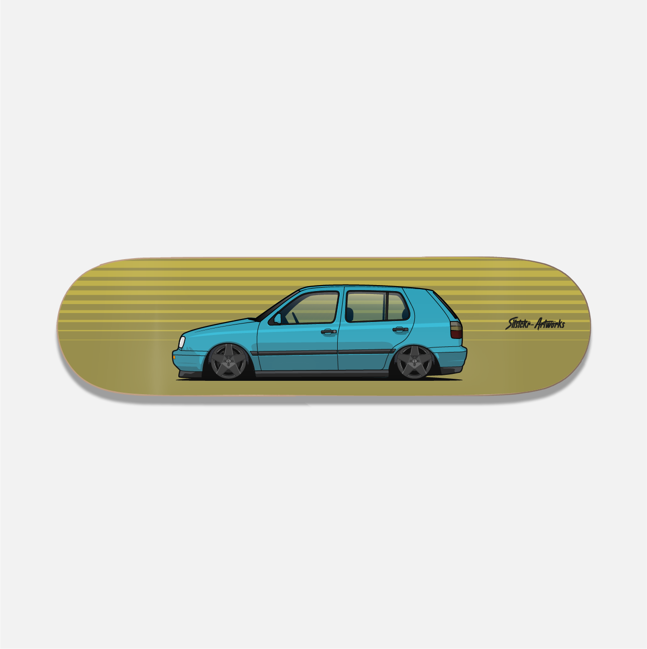 VW Golf 3 – Alltagshure / Skateboard Deck Street Art Wanddeko