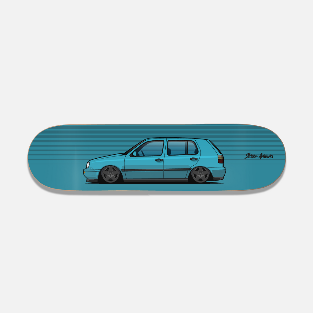 VW Golf 3 – Alltagshure / Skateboard Deck Street Art Wanddeko