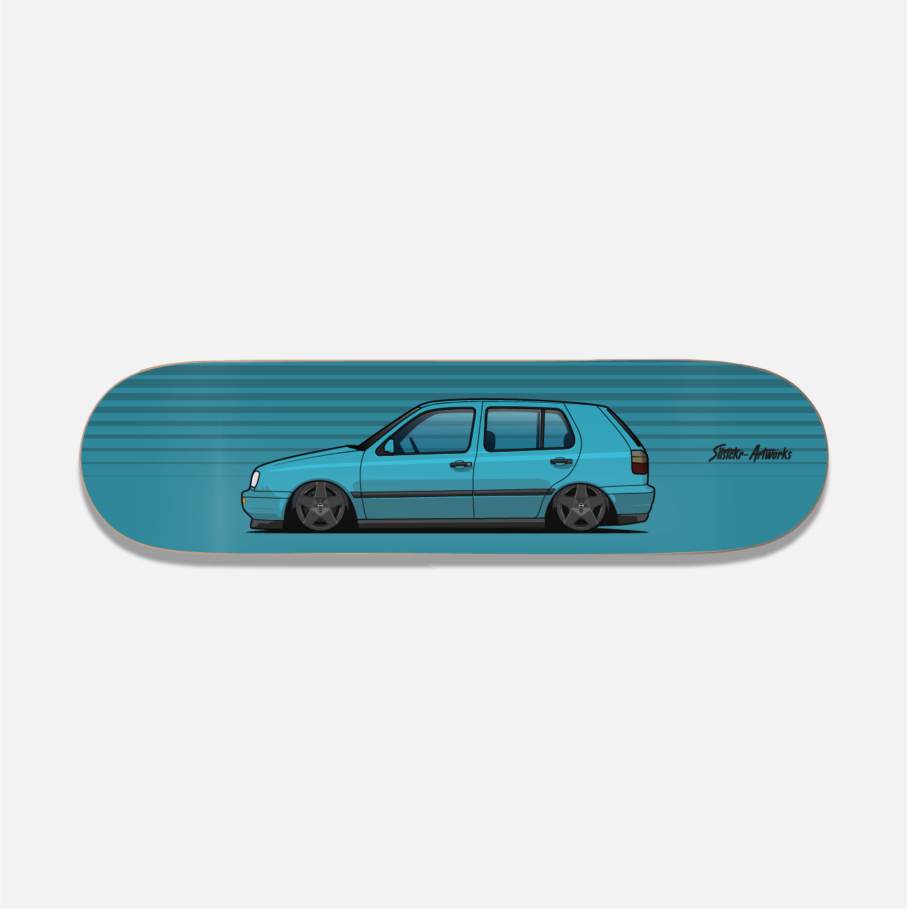 VW Golf 3 – Alltagshure / Skateboard Deck Street Art Wanddeko