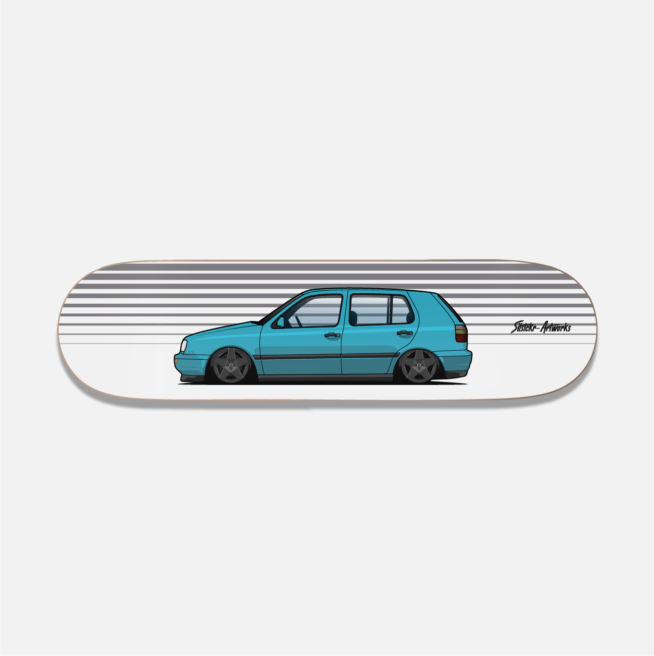 VW Golf 3 – Alltagshure / Skateboard Deck Street Art Wanddeko