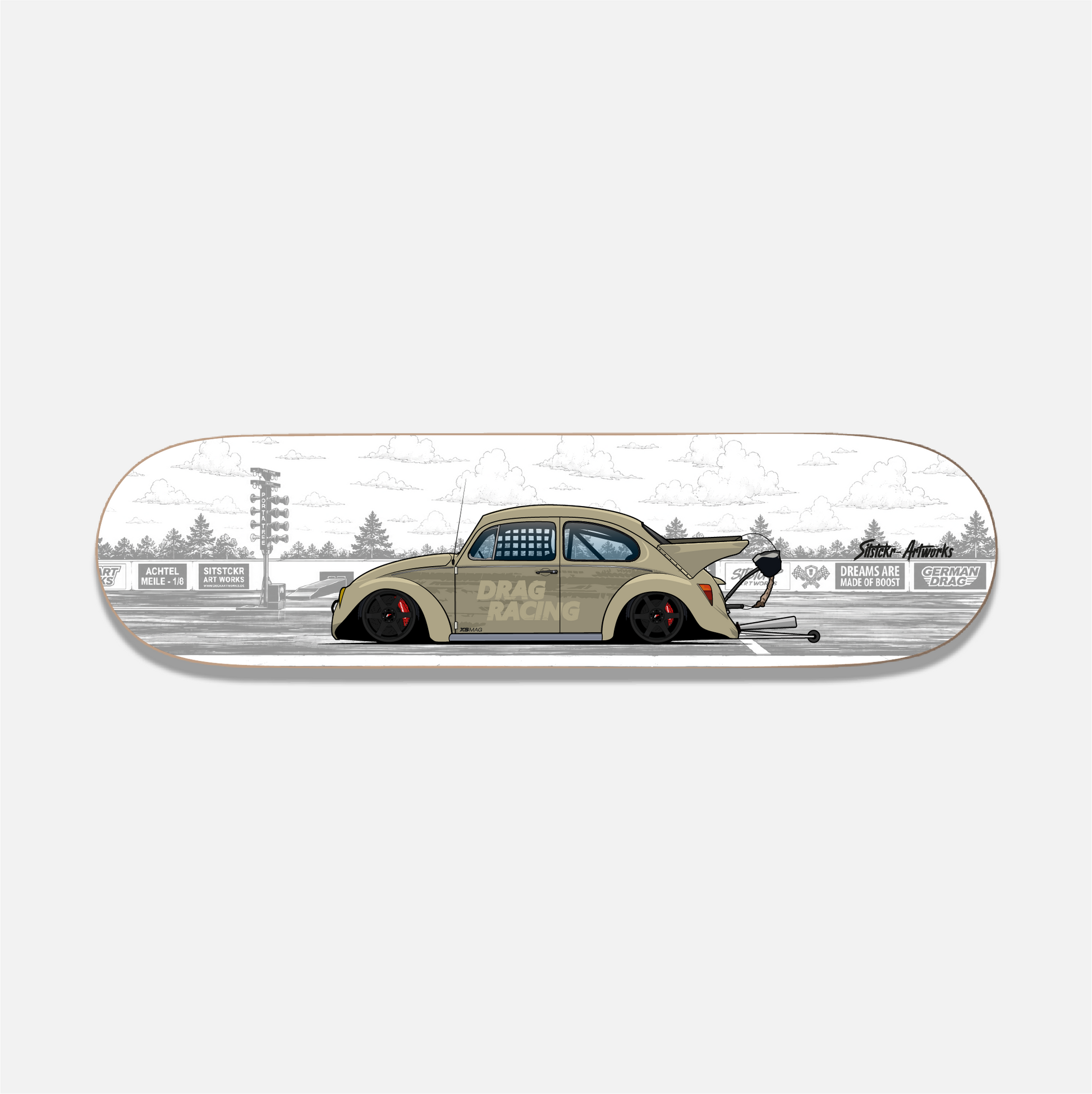 VW Käfer Drag / Skateboard Street Art Wanddeko