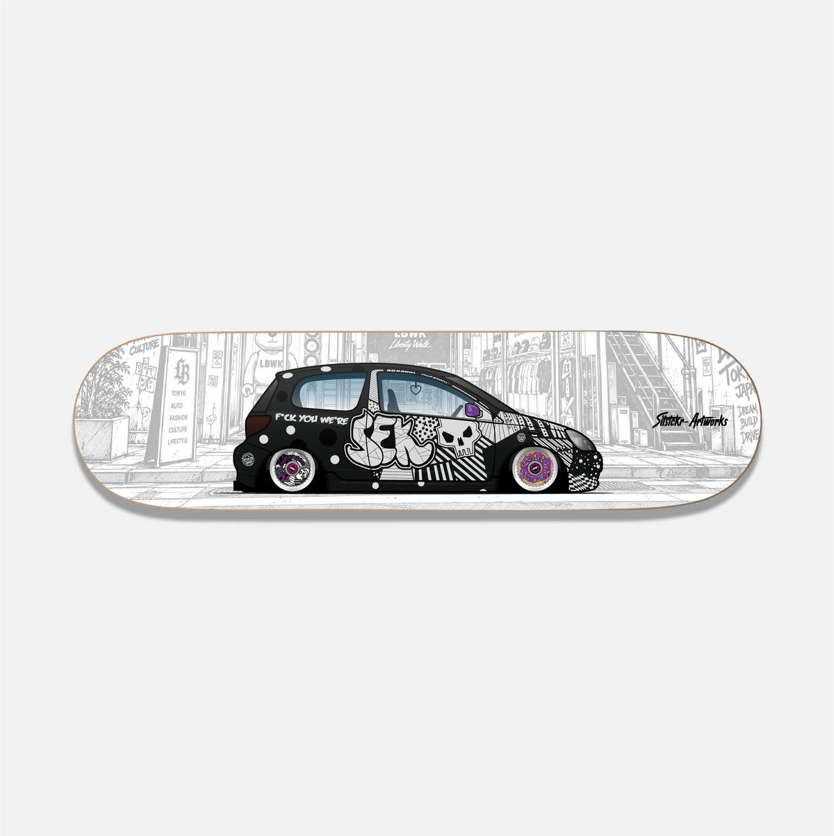 Toyota Yaris TS Deckartwork / Skateboard Street Art Wanddeko