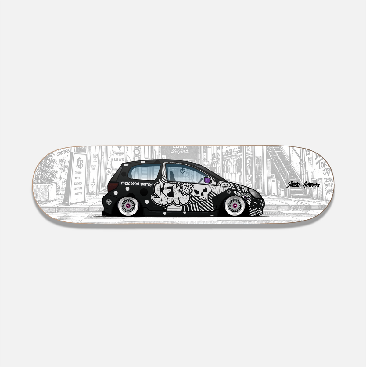 Toyota Yaris TS Deckartwork / Skateboard Street Art Wanddeko