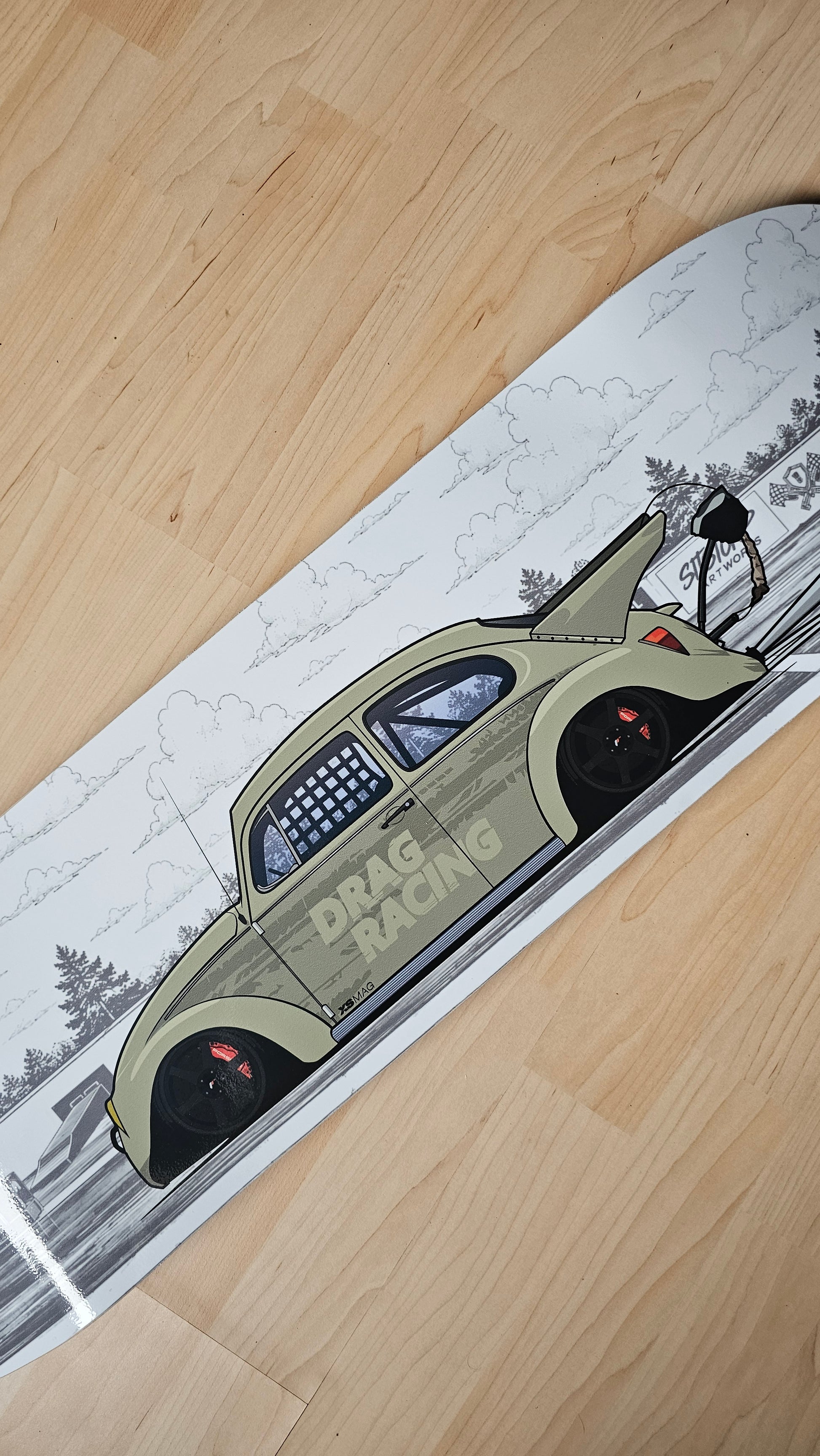 VW Käfer Drag / Skateboard Street Art Wanddeko