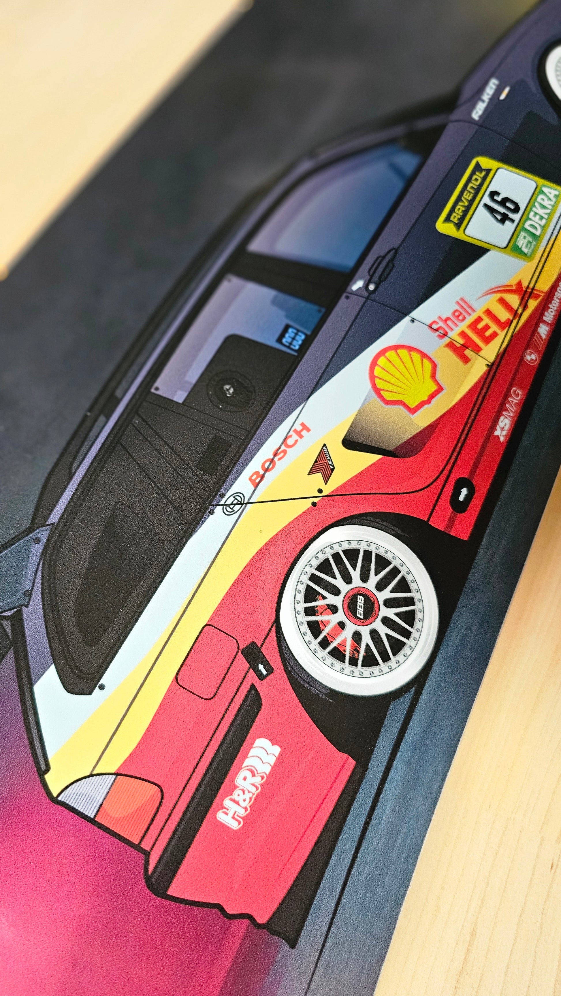 BMW e46 Rennsportikone / Skateboard Deck Street Art Wanddeko