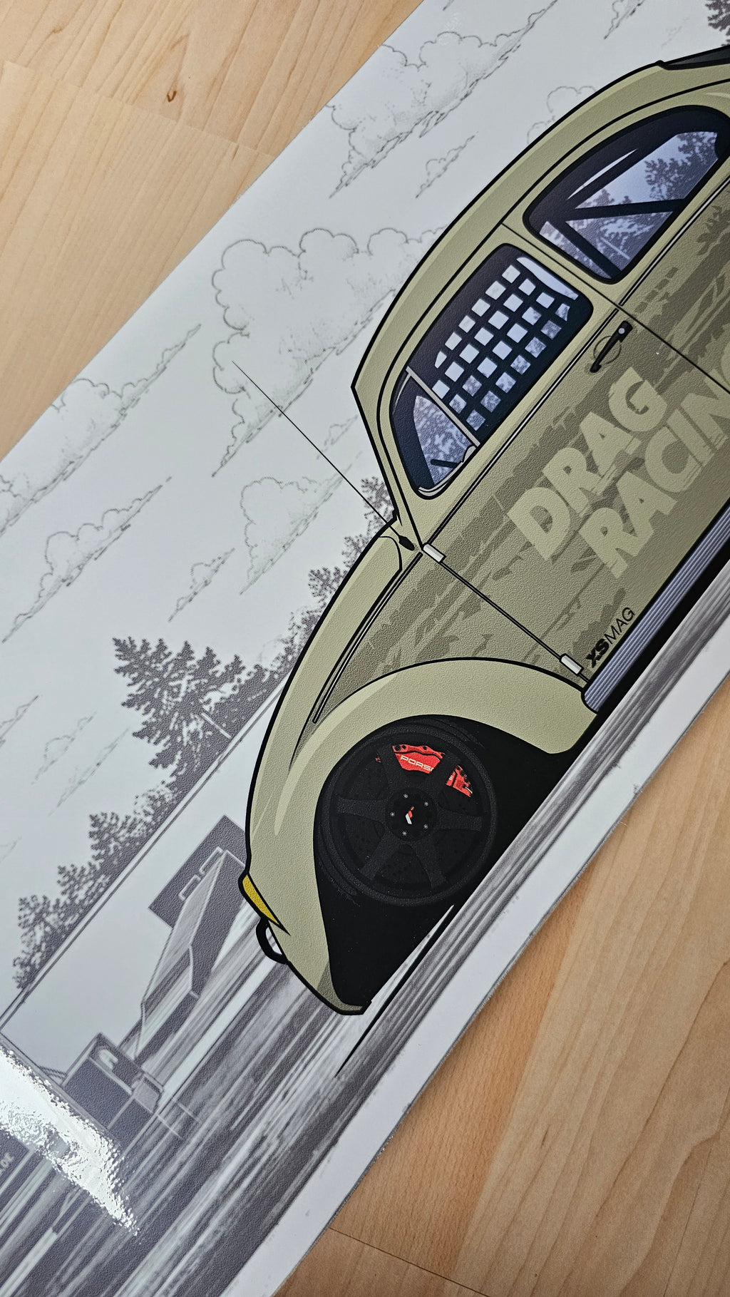 VW Käfer Drag / Skateboard Street Art Wanddeko