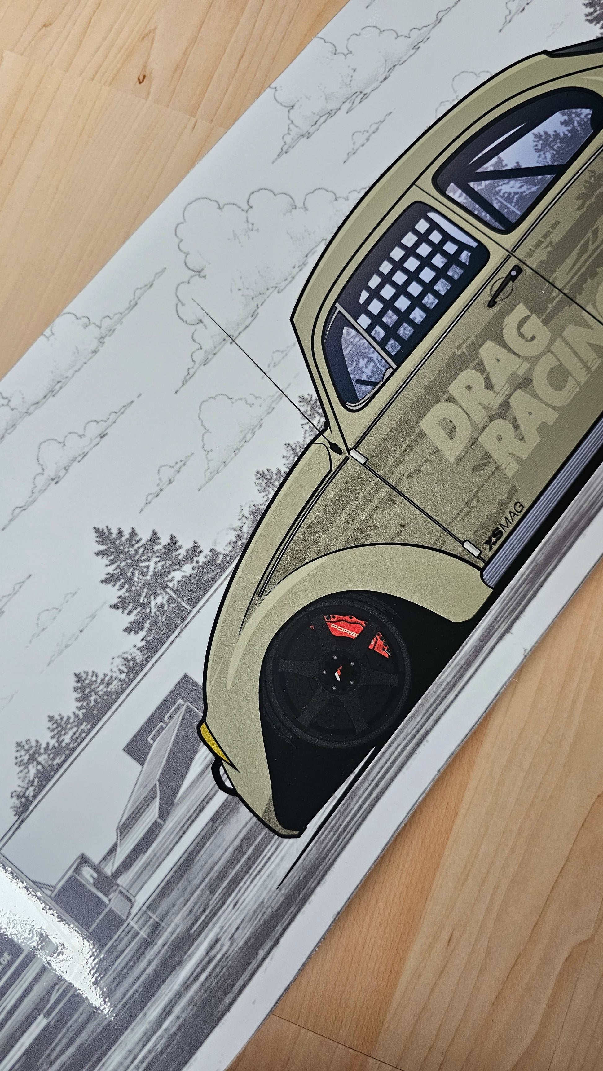 VW Käfer Drag / Skateboard Street Art Wanddeko