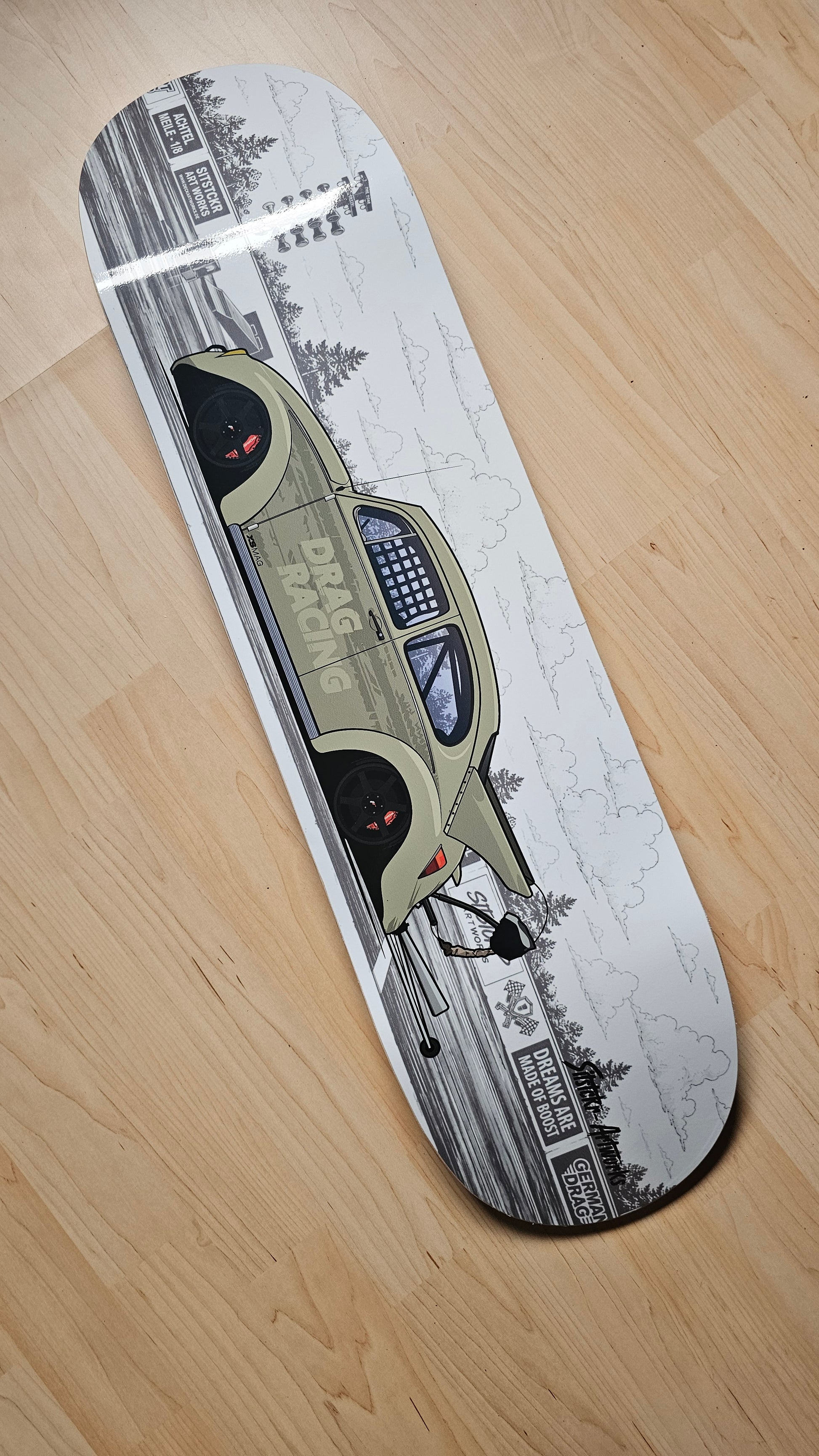 VW Käfer Drag / Skateboard Street Art Wanddeko