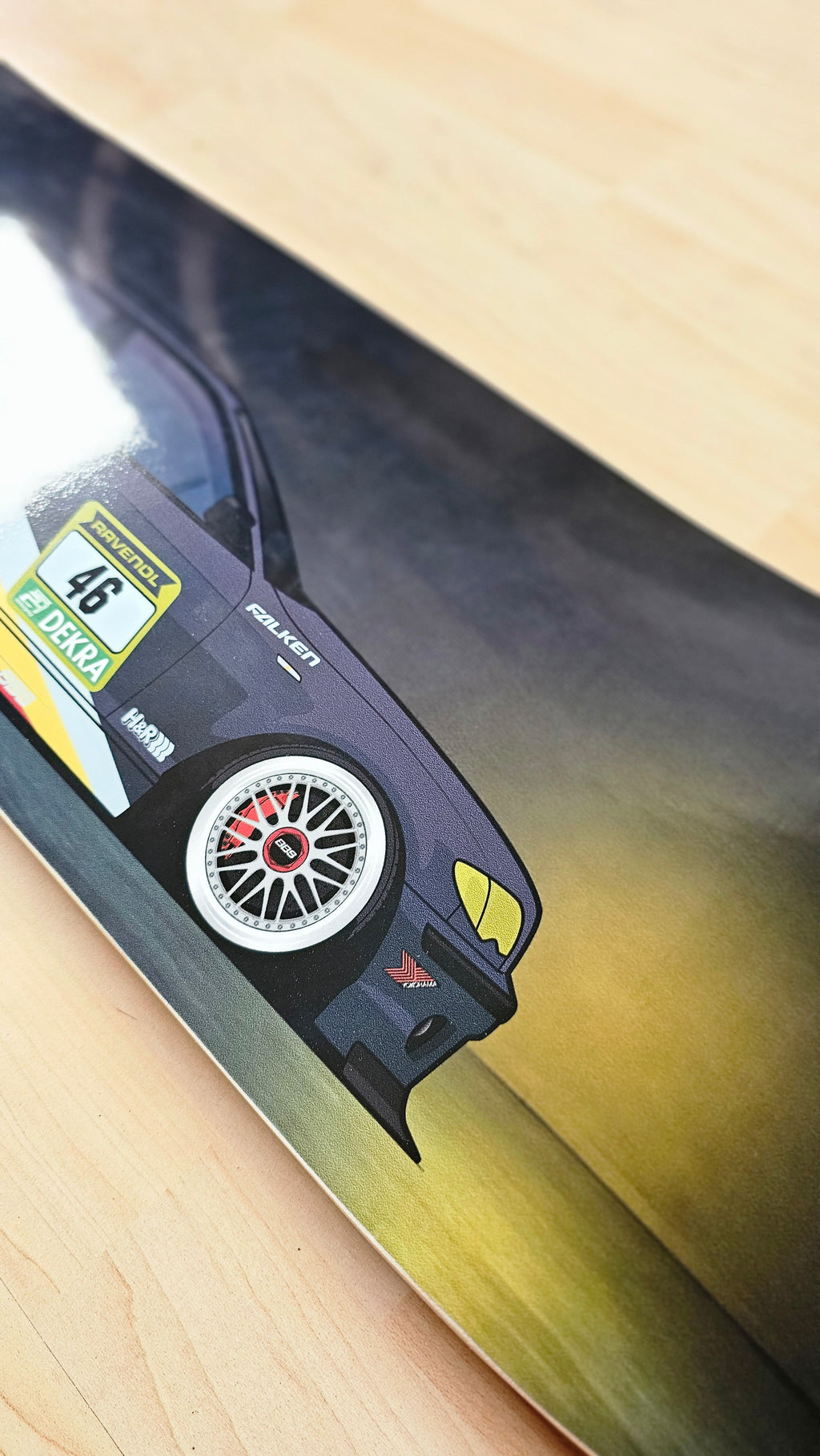 BMW e46 Rennsportikone / Skateboard Deck Street Art Wanddeko