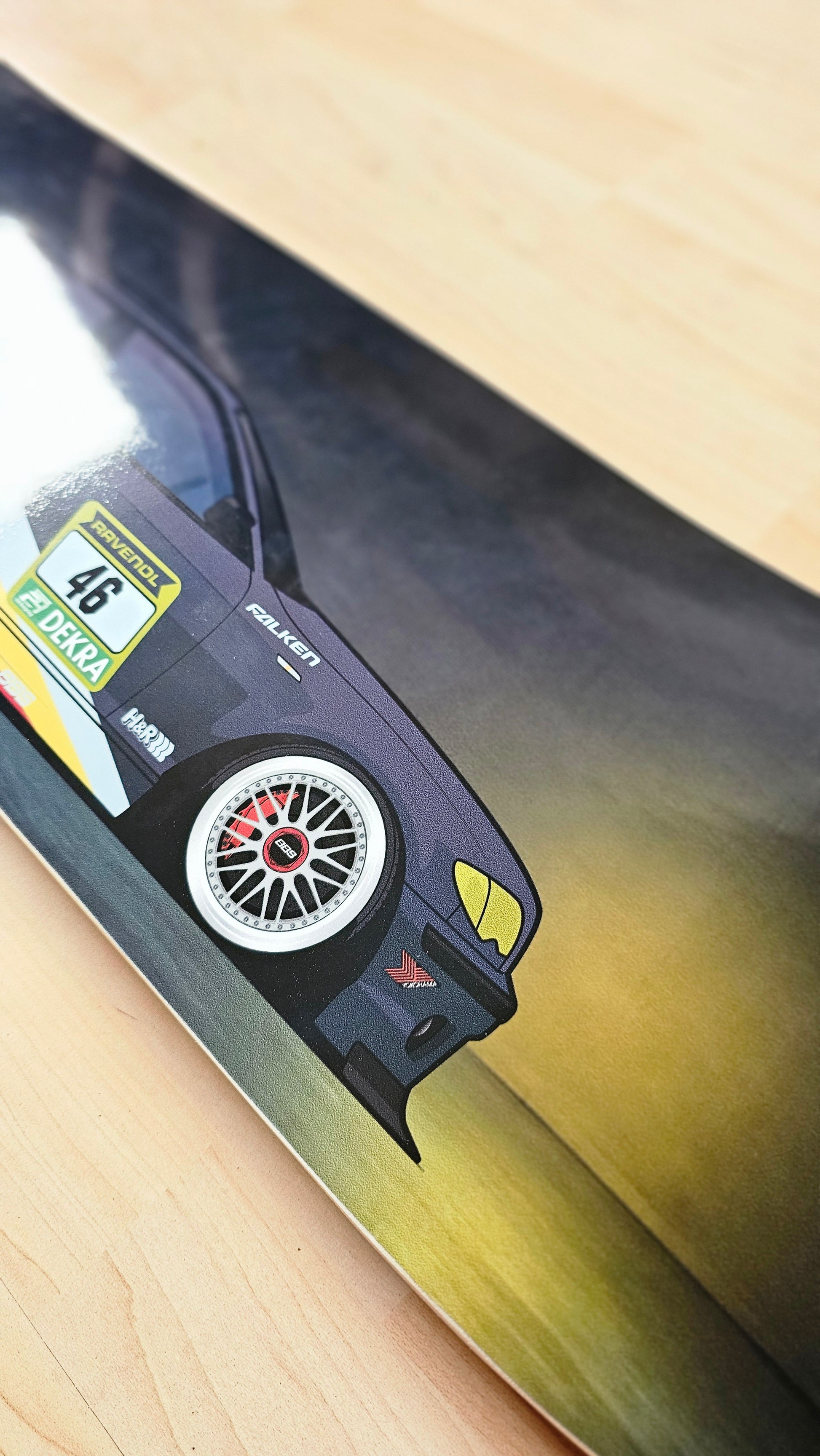 BMW e46 Rennsportikone / Skateboard Deck Street Art Wanddeko